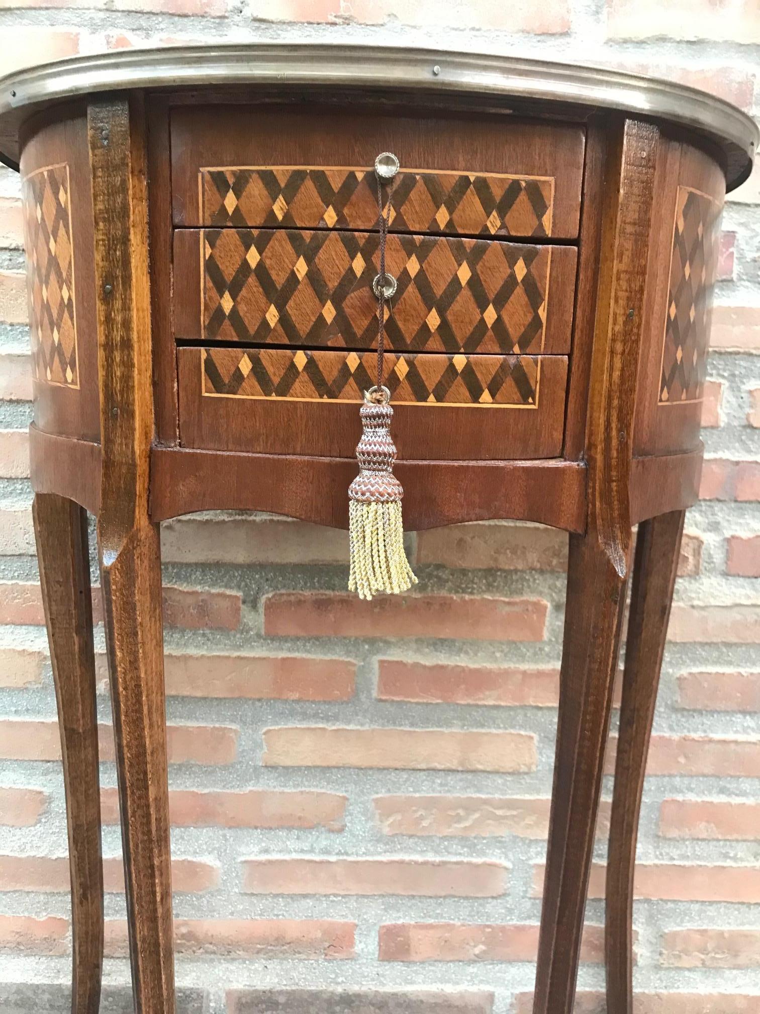 19th Century Bouillotte Louis XVI Style, Demilune Shape Bronze and Walnut Table 6