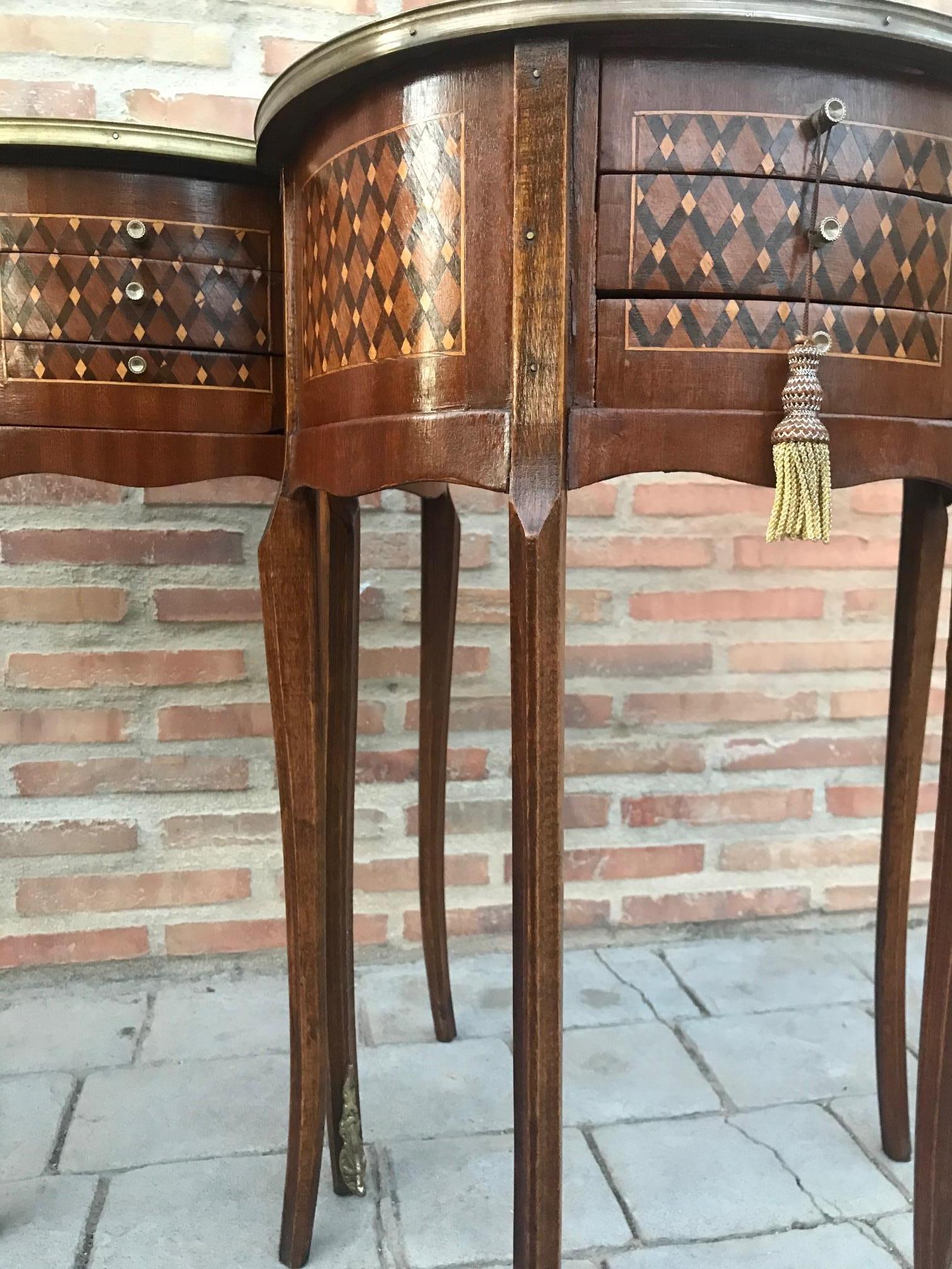 19th Century Bouillotte Louis XVI Style, Demilune Shape Bronze and Walnut Table 5