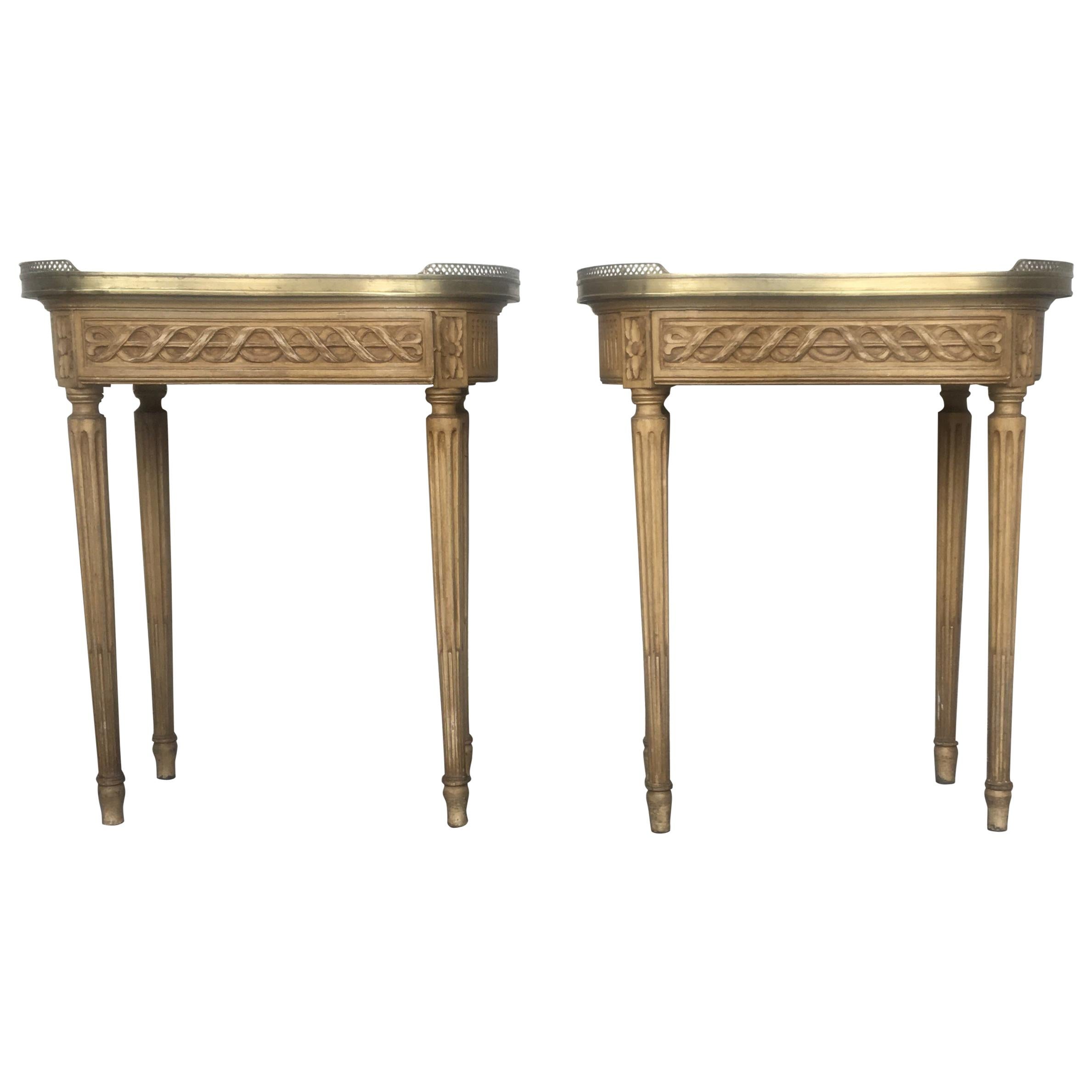 19th Century Bouillotte Louis XVI Style, Kidney Shaped Bronze 
Pine Side Table