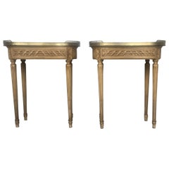 19th Century Bouillotte Louis XVI Style, Kidney Shaped Bronze & Pine Side Table