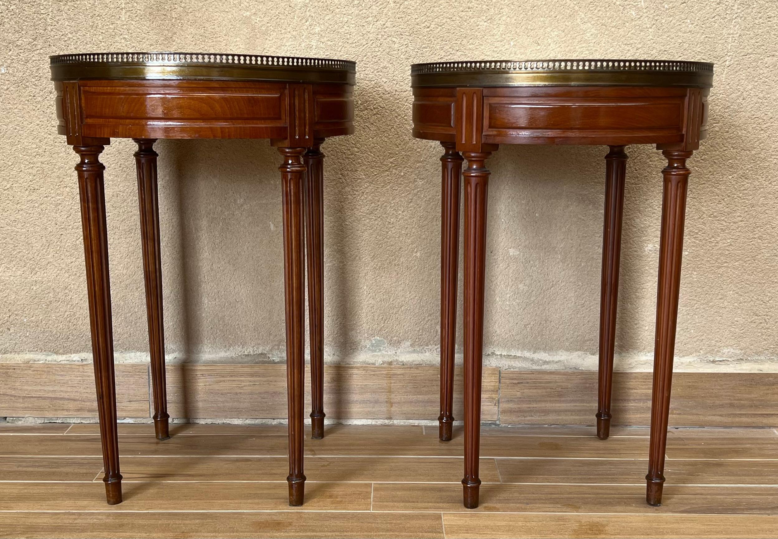 French 19th Century Bouillotte Louis XVI Style, Kidney Shaped Side Tables or Nightstand