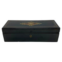 Antique 19th Century Boulle Glove Box with Ebonized Wood and Brass Inlays, French