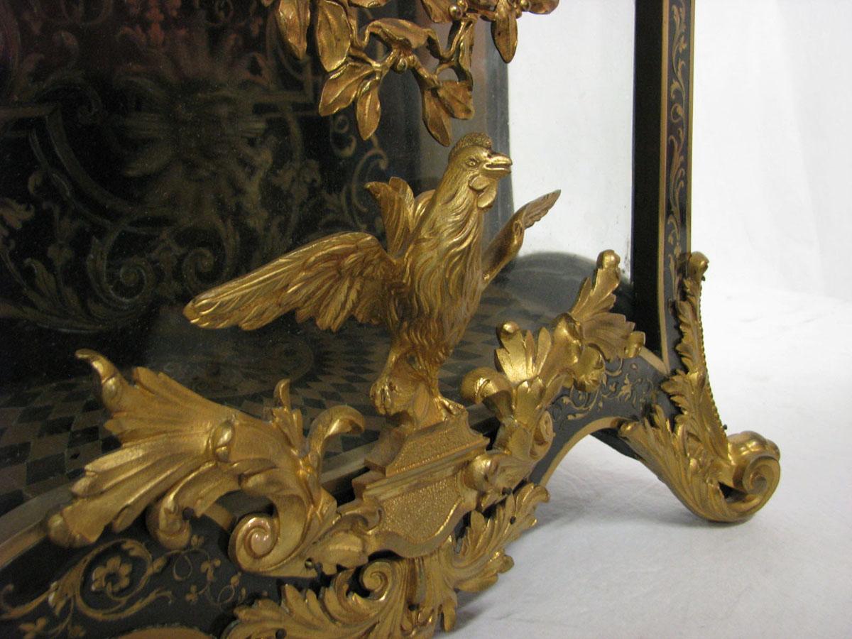 19th Century Boulle Mantel Clock '18th Century Pattern' Wood Gilded Bronze For Sale 7