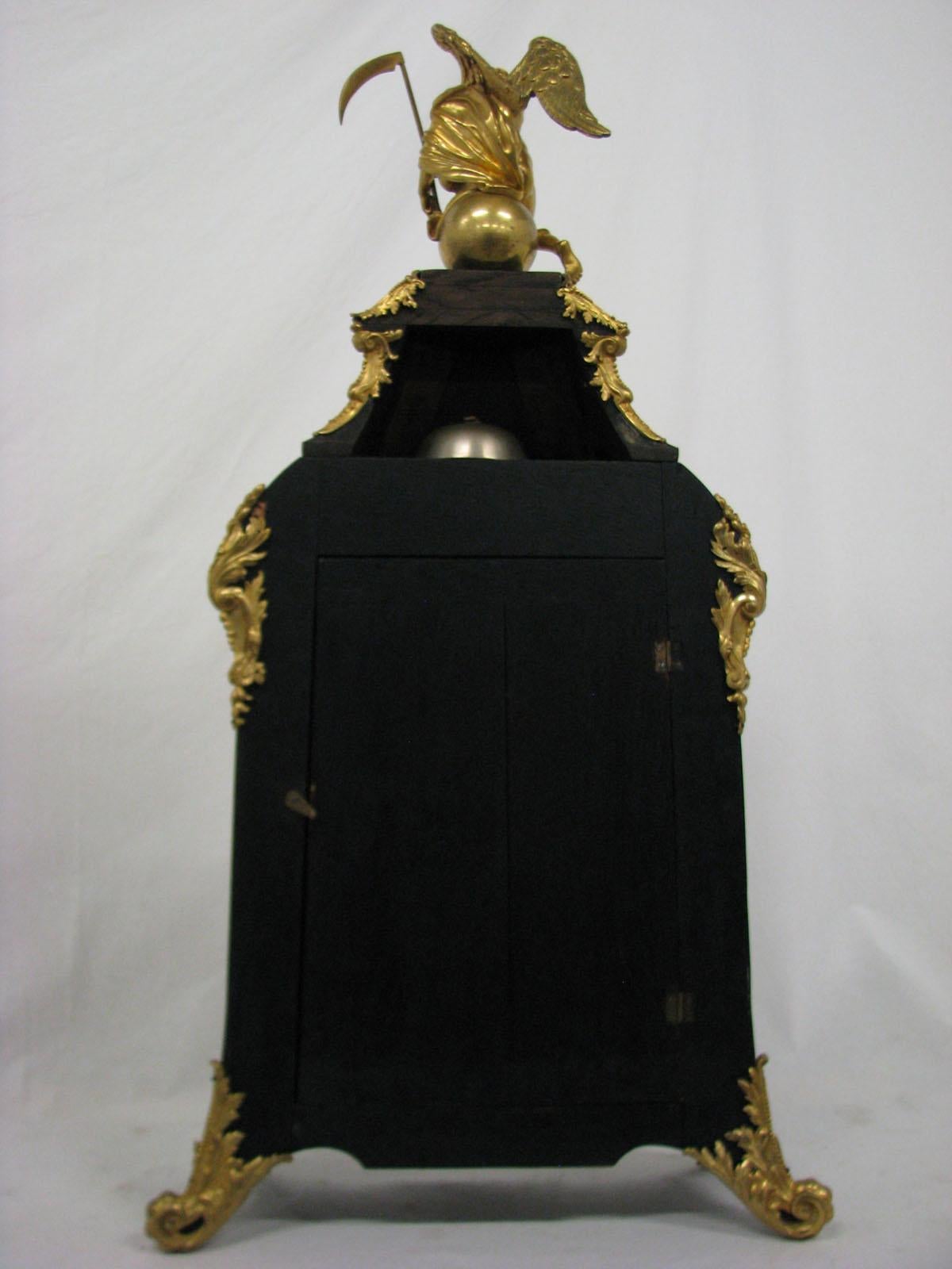 Gilt 19th Century Boulle Mantel Clock '18th Century Pattern' Wood Gilded Bronze For Sale