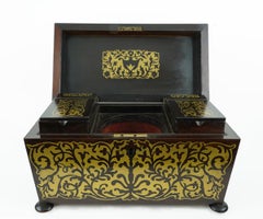 19th Century Boulle Rosewood Tea Caddy Box