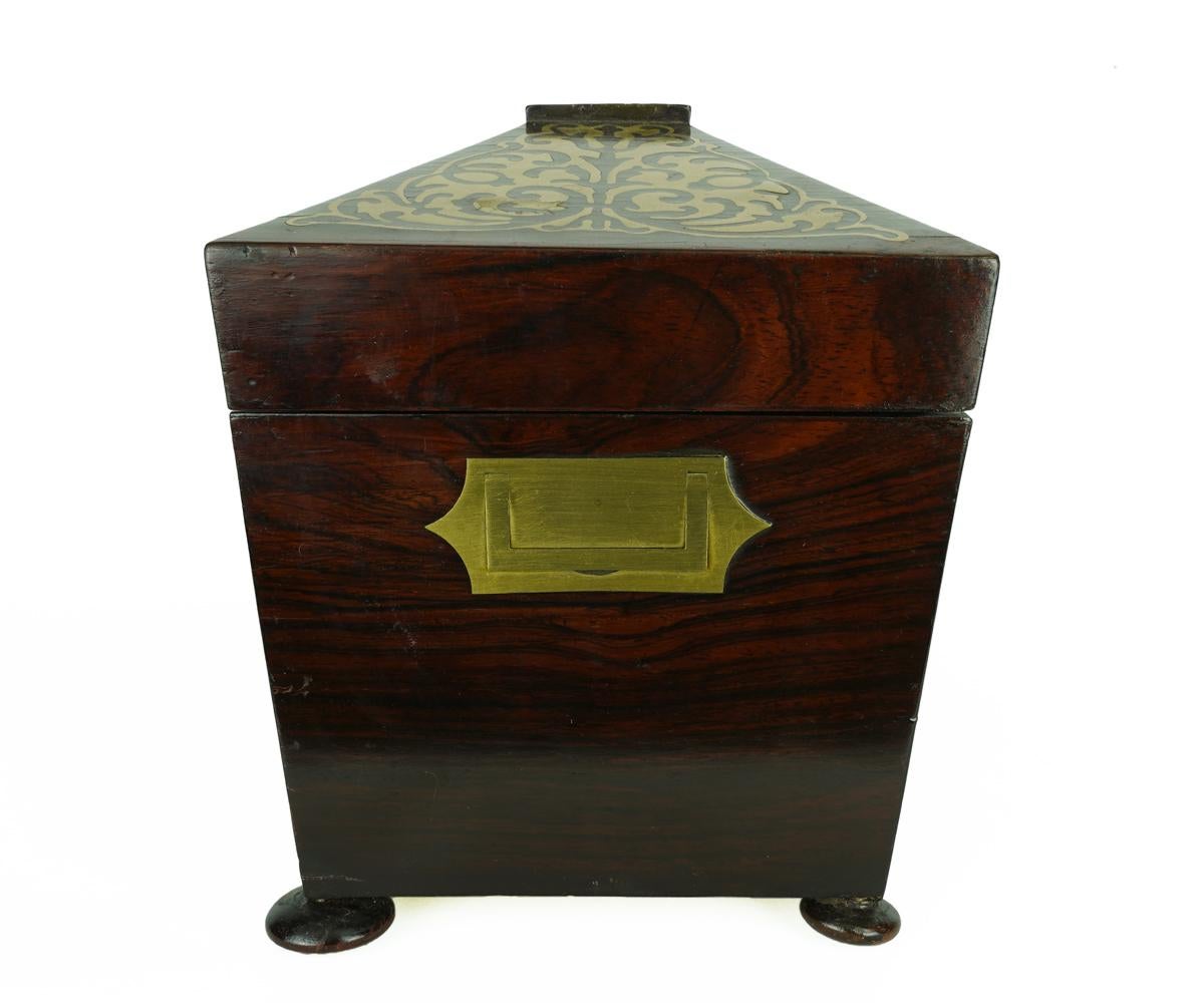 19th Century Boulle Rosewood Tea Caddy Box For Sale 1