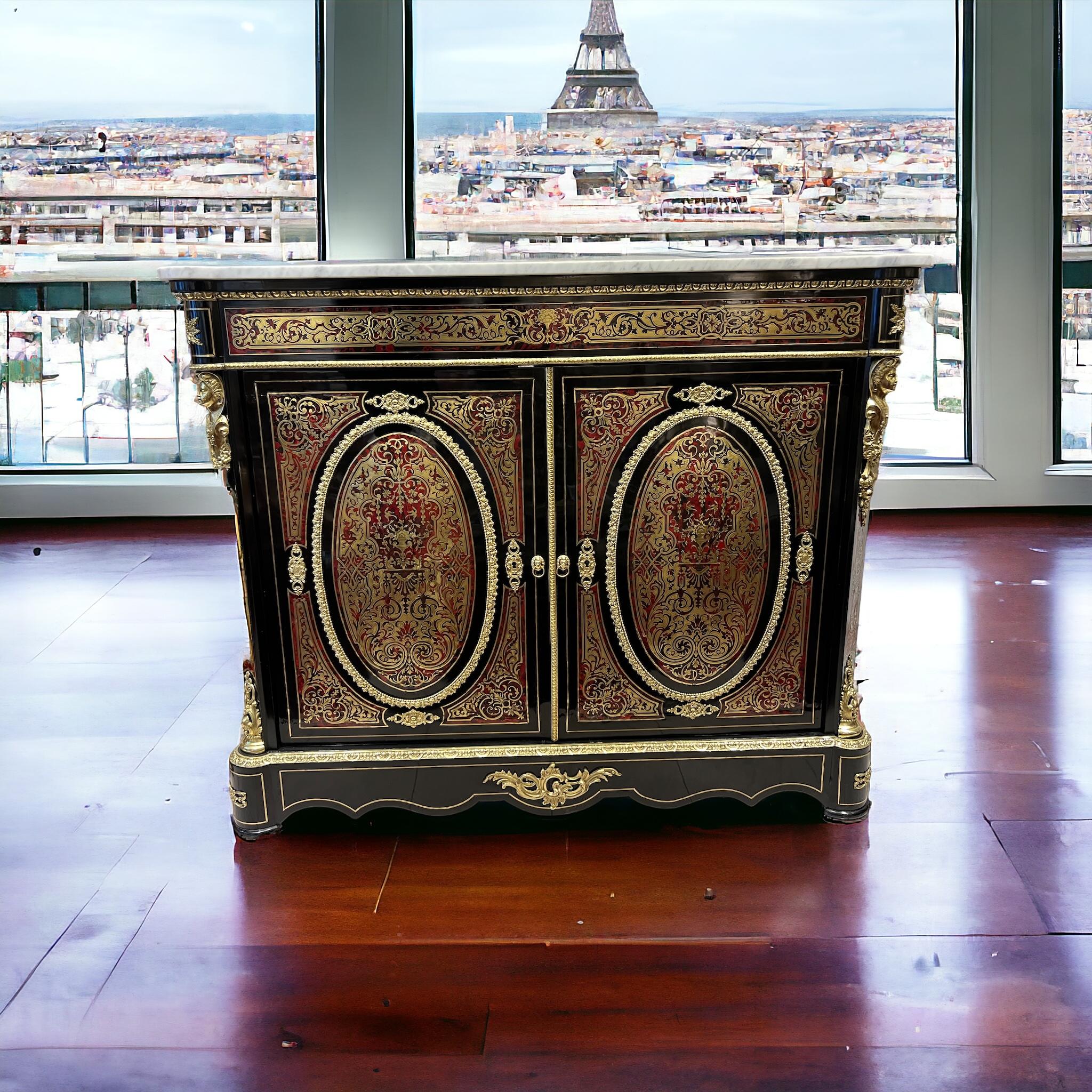 19th Century Boulle-Style Buffet in Marquetry from the Napoleon III Period For Sale 7