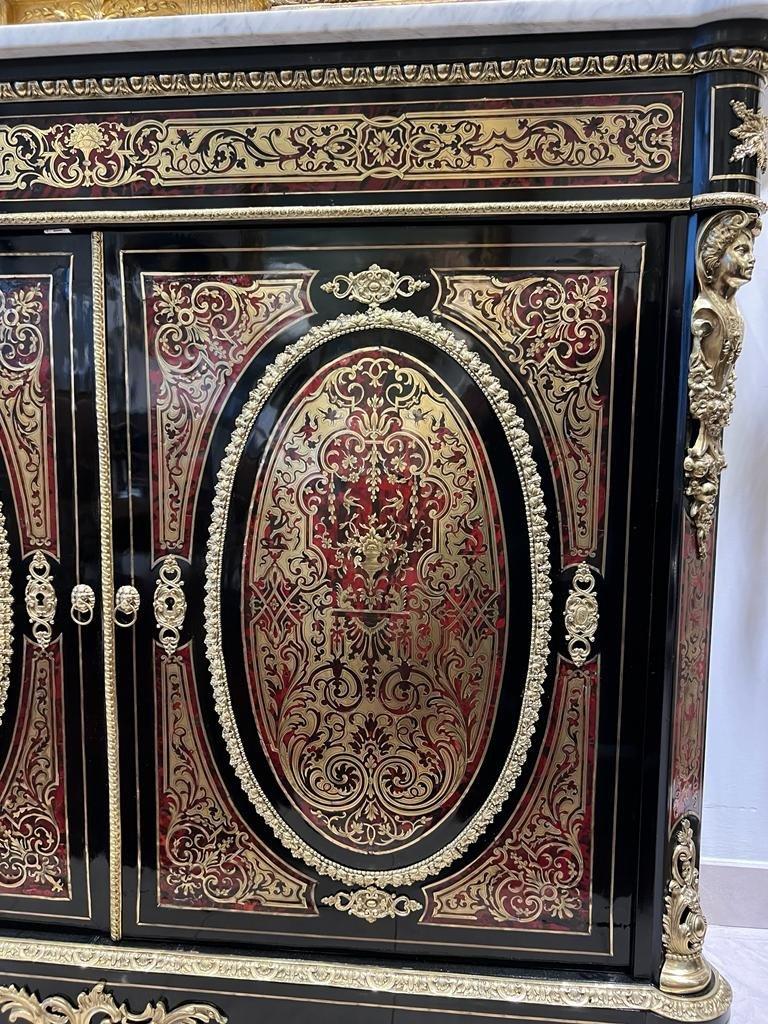 French 19th Century Boulle-Style Buffet in Marquetry from the Napoleon III Period For Sale