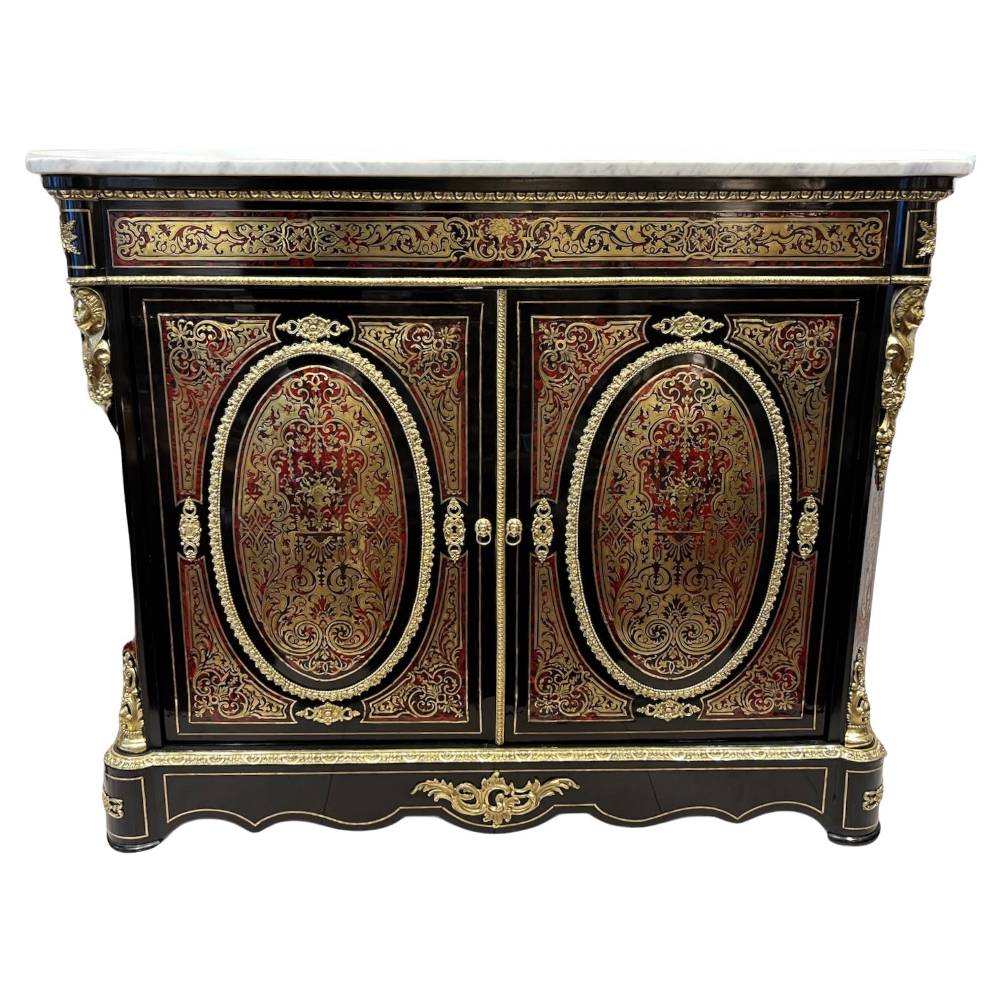 19th Century Boulle-Style Buffet in Marquetry from the Napoleon III Period