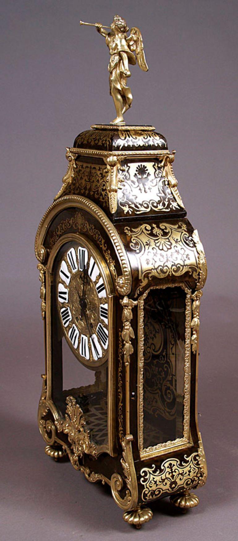 French 19th Century Boulle Type Mantel Clock For Sale