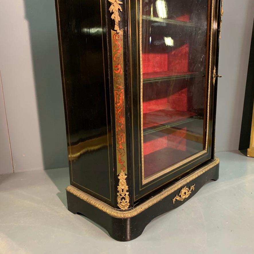 Late 19th Century 19th Century Boulle Work and Brass Inlaid Ebonized Pier Cabinet