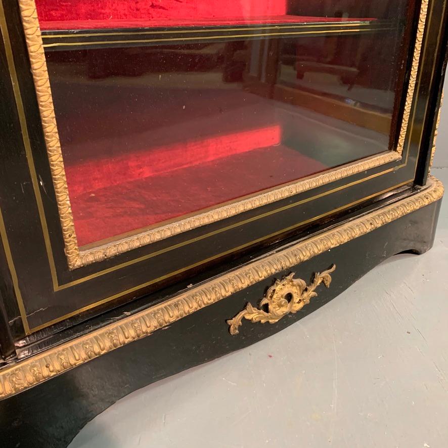 19th Century Boulle Work and Brass Inlaid Ebonized Pier Cabinet 2