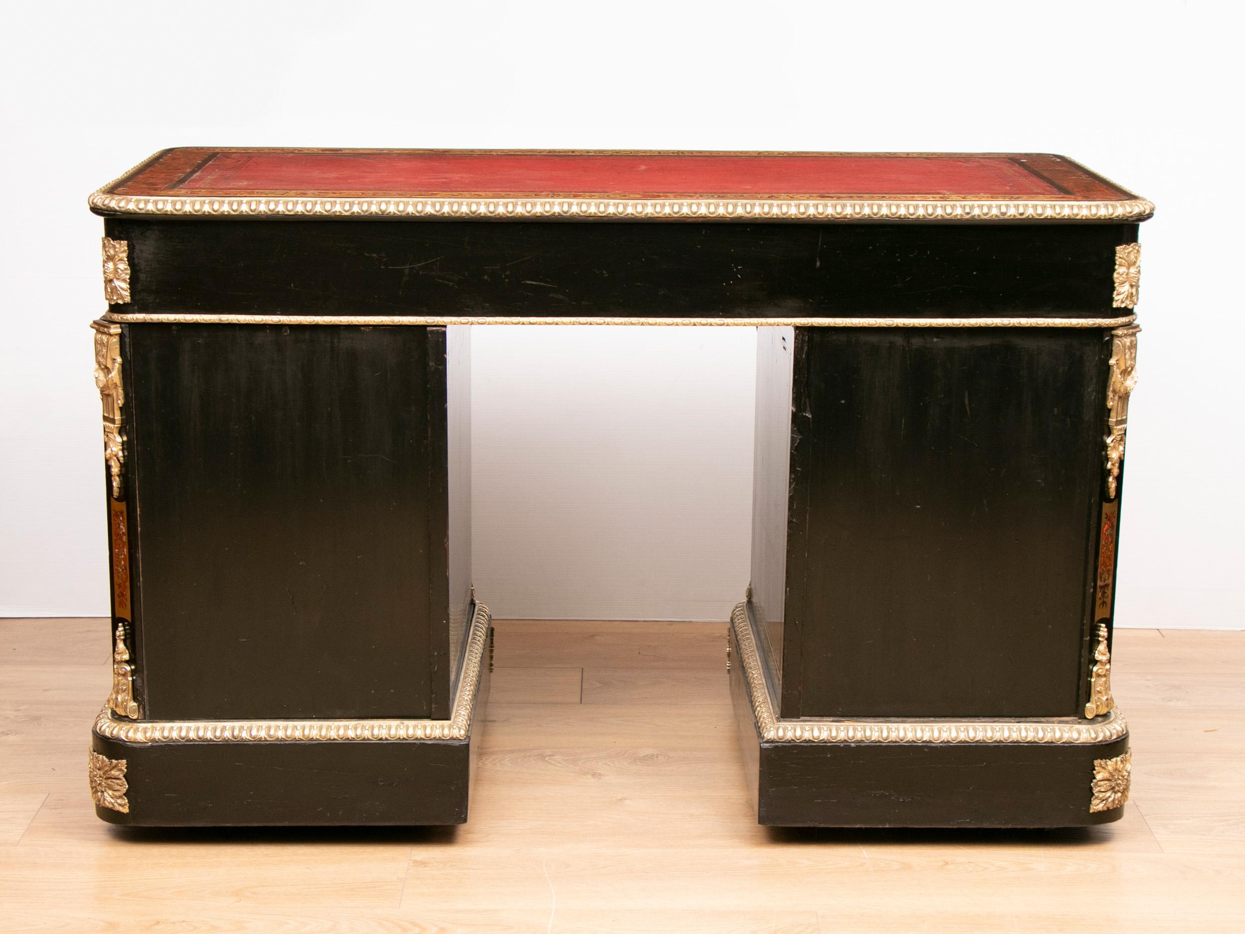 Louis XIV 19th Century Boulle Work Twin Pedestal Desk For Sale