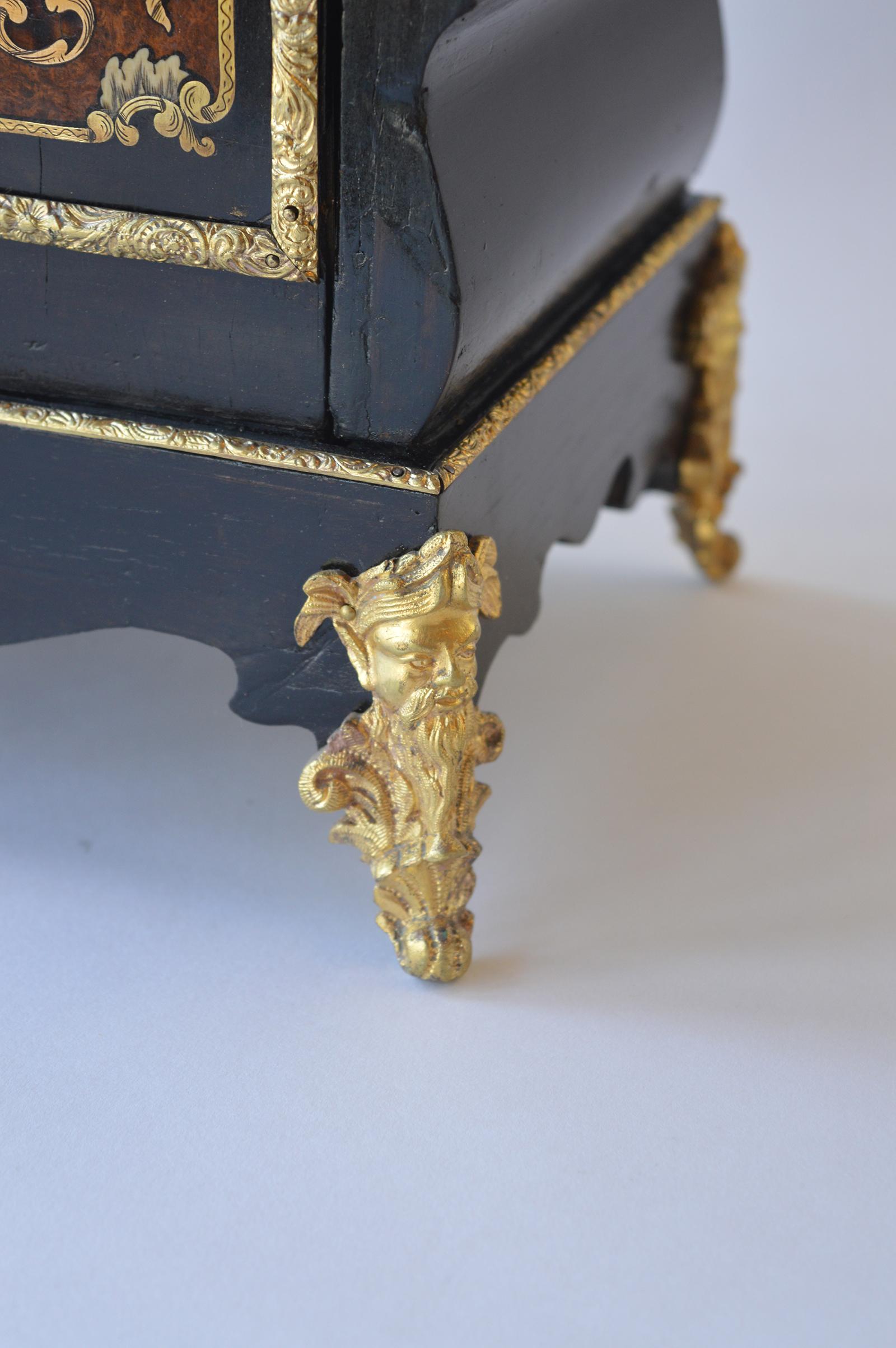 Mother-of-Pearl 19th Century Boulle Writing Box with Inkwell For Sale