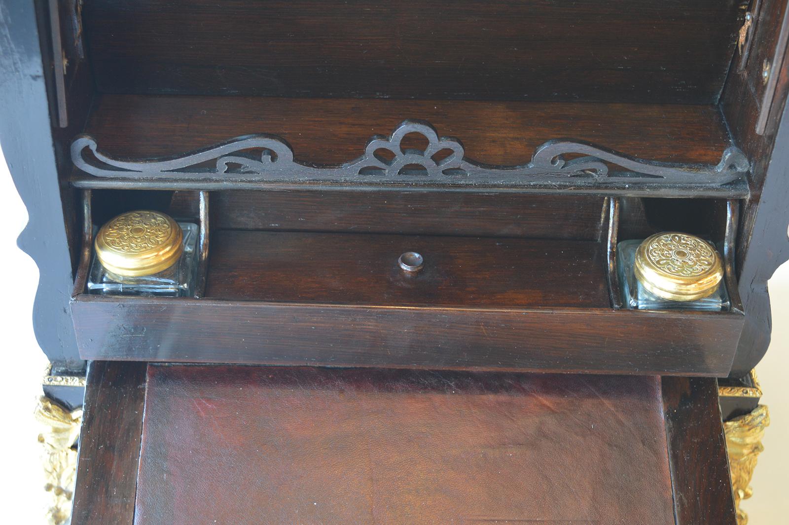 19th Century Boulle Writing Box with Inkwell For Sale 3