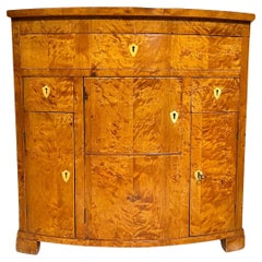 19th Century Bow Chest of made of Biedermeier flared birch