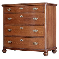19th Century bow front oak chest of drawers