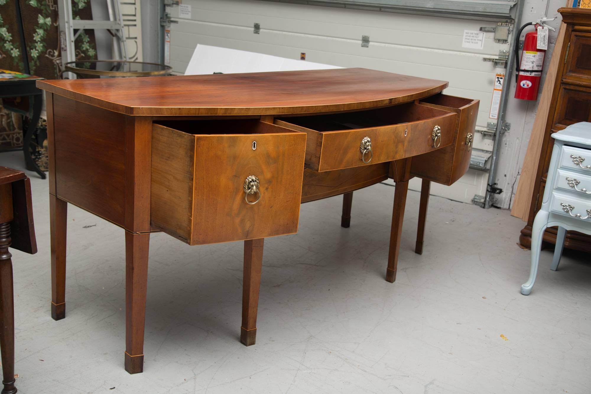 19th Century Bowfront Mahogany Sideboard In Good Condition In WEST PALM BEACH, FL