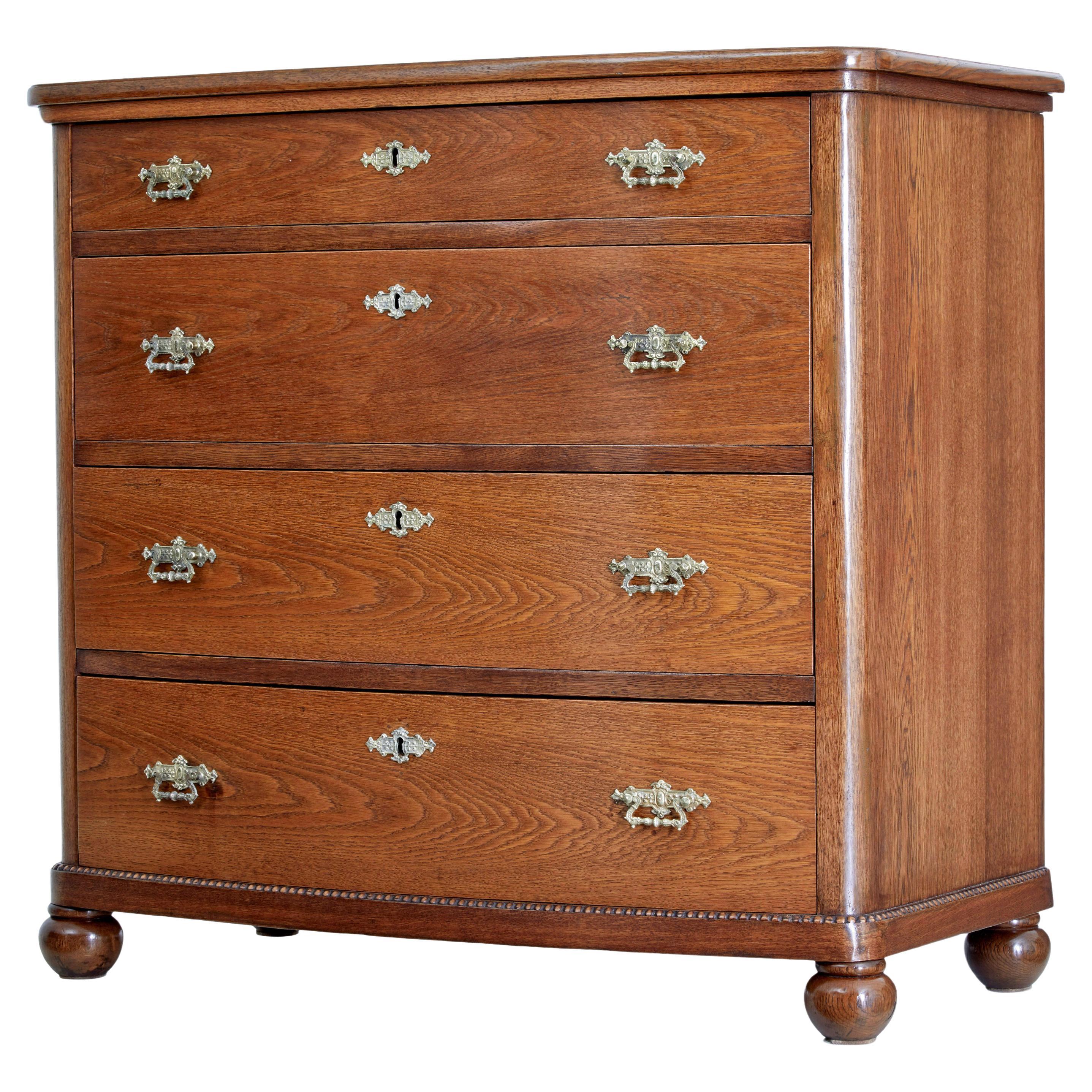 19th Century bowfront oak chest of drawers For Sale