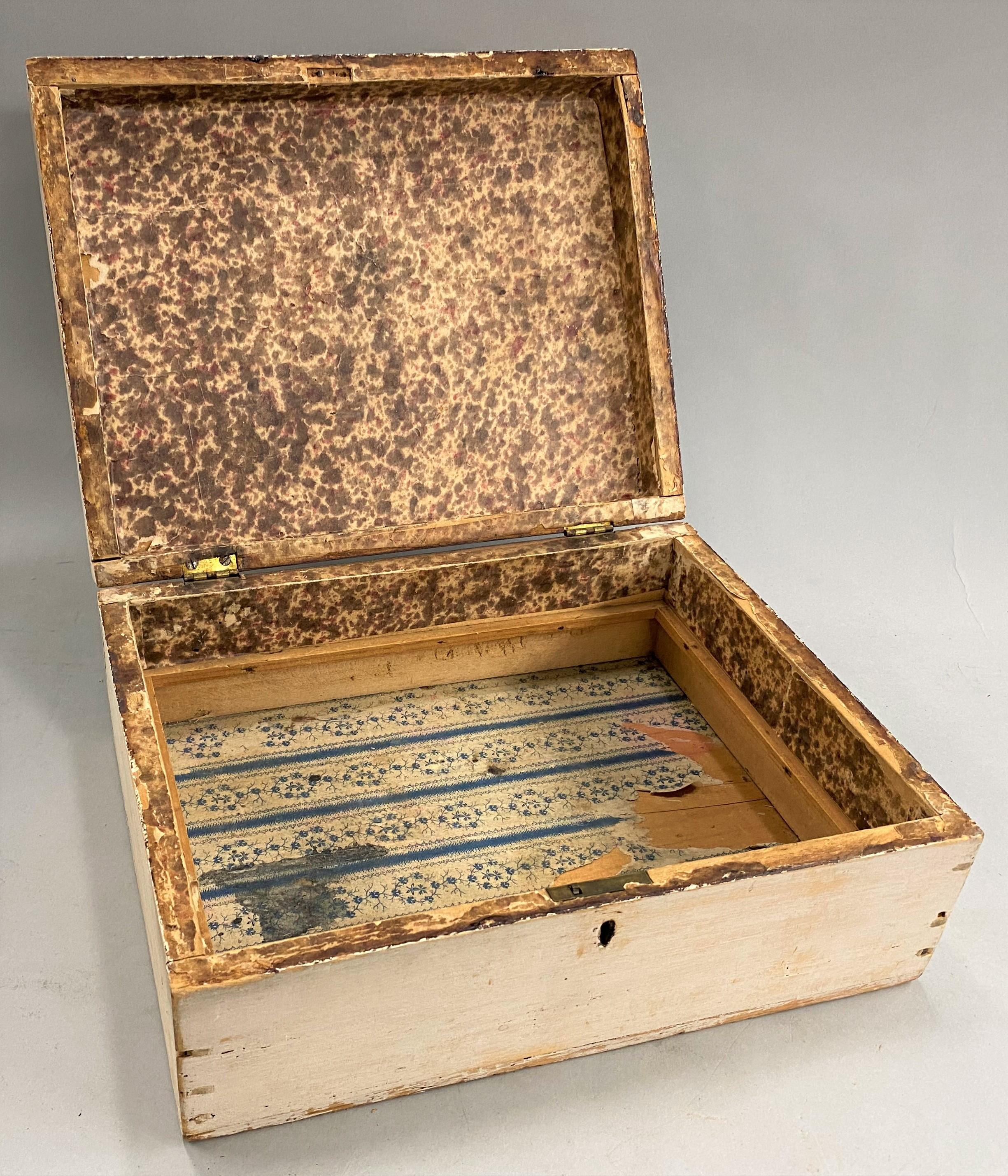 19th Century Box with Applied Carved Book in Original Paint In Good Condition In Milford, NH