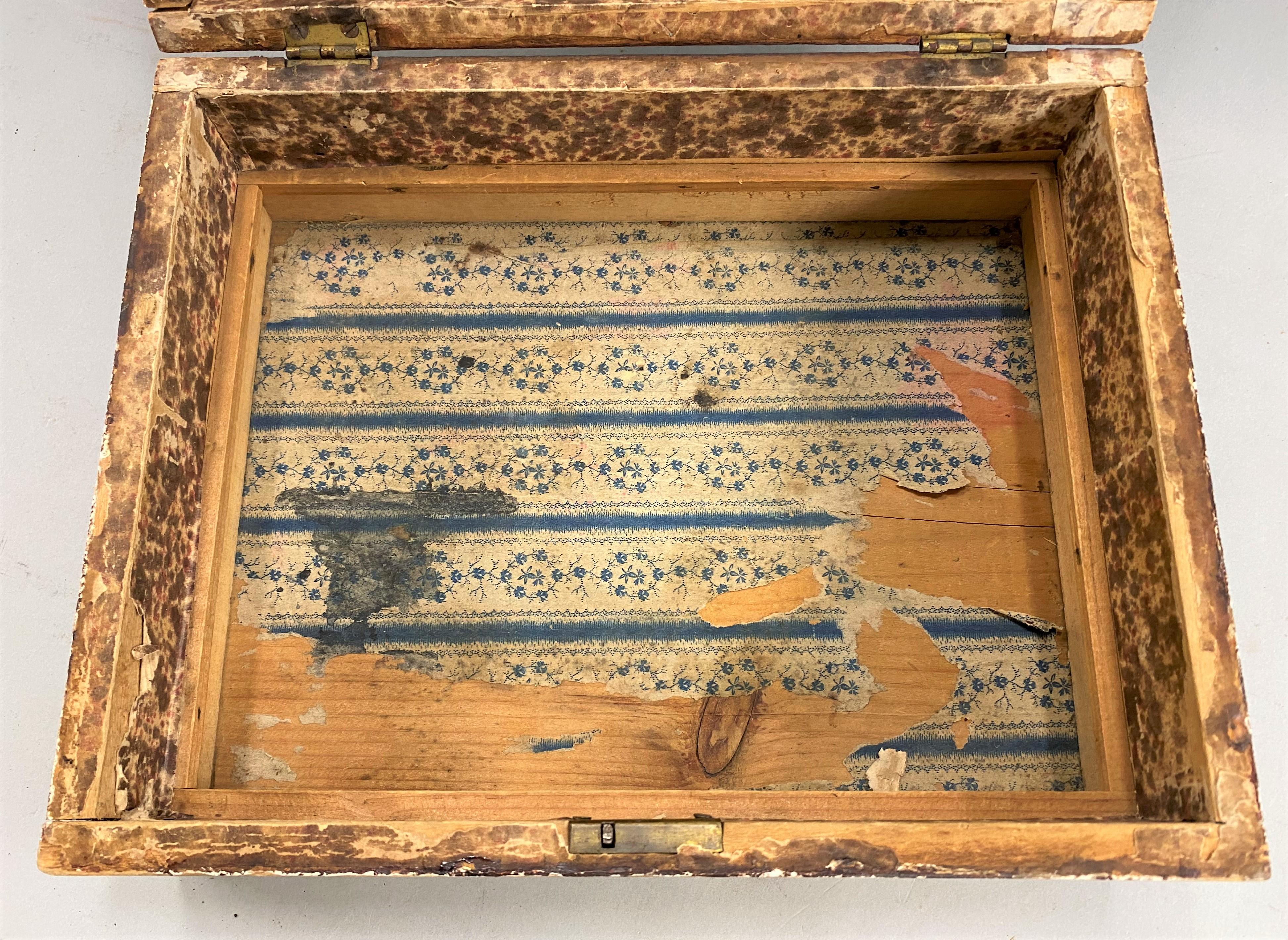 Early 19th Century 19th Century Box with Applied Carved Book in Original Paint