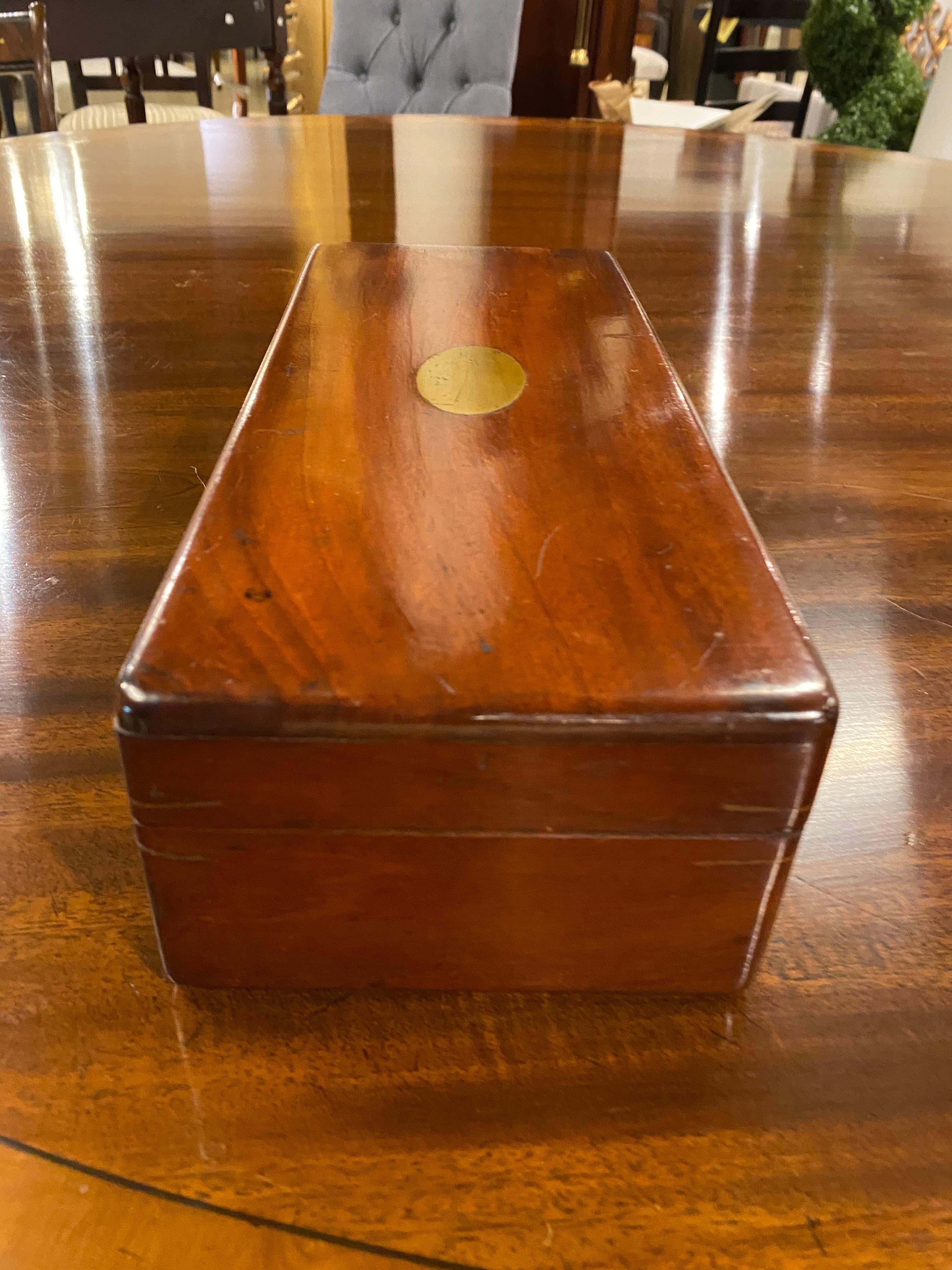 19th Century Box with Brass Plaque In Fair Condition For Sale In Toronto, CA