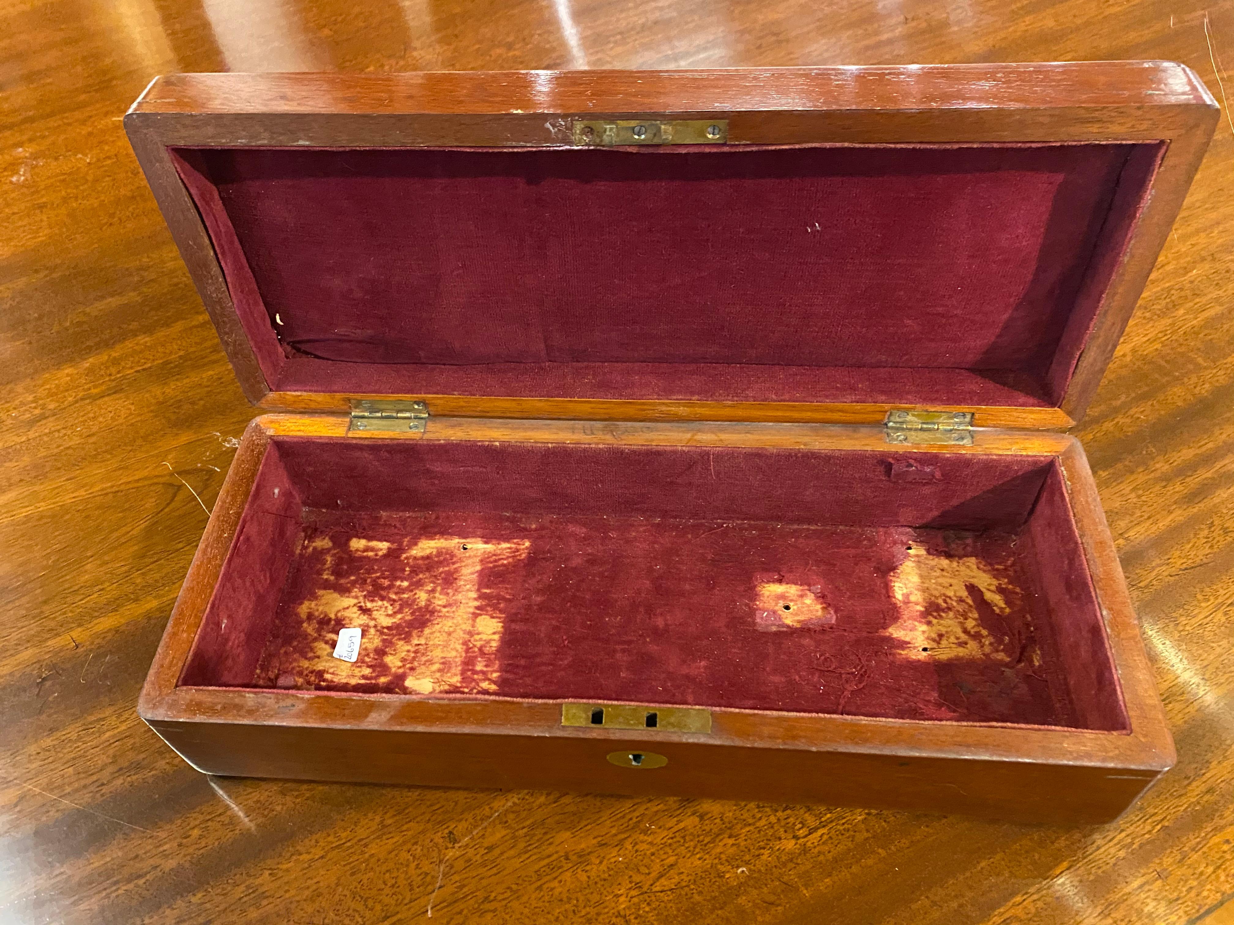 Mahogany 19th Century Box with Brass Plaque For Sale