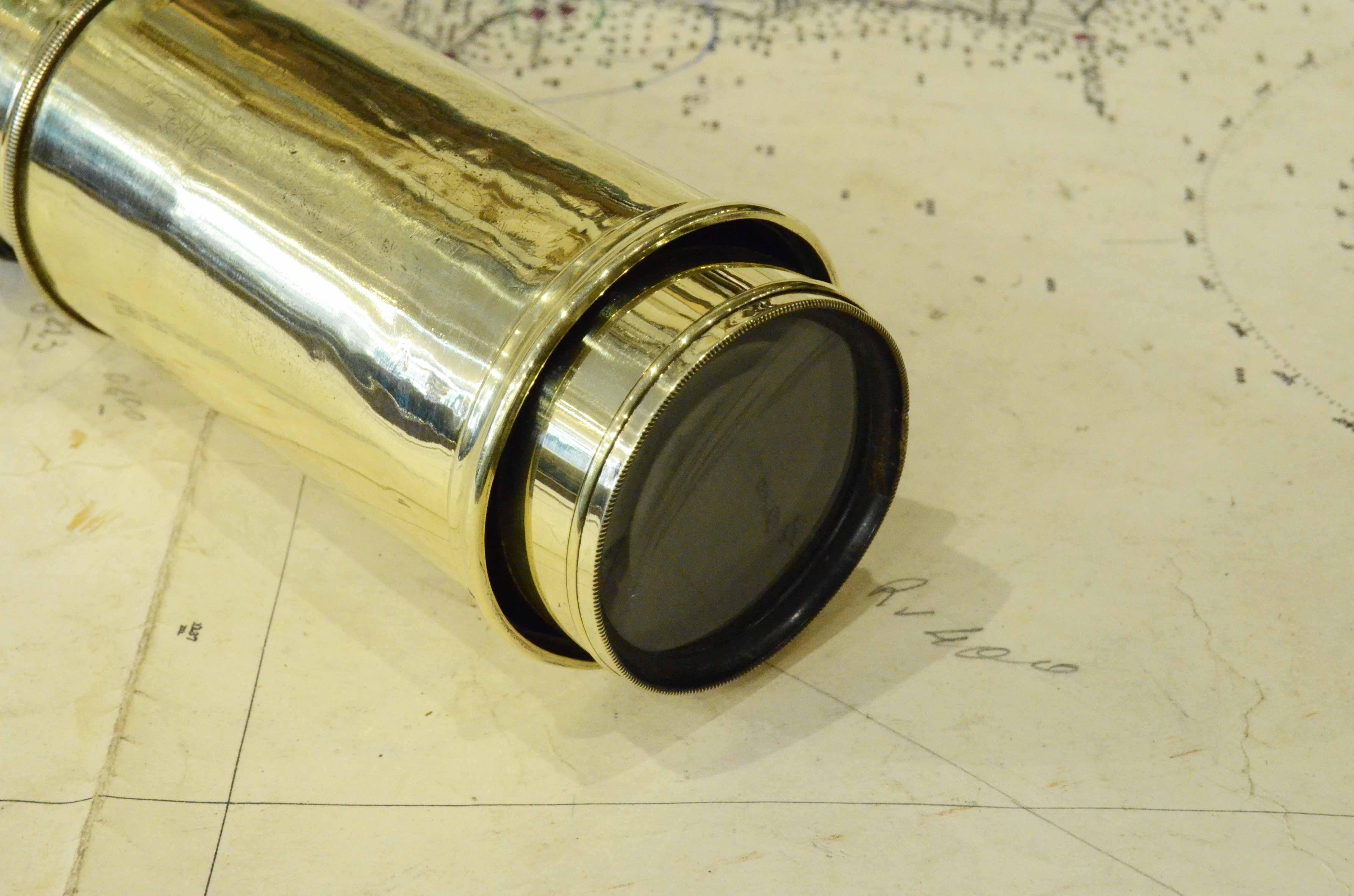 19th Century Brass 3 Draw Telescope Antique Nautical  Navigation Tool 10