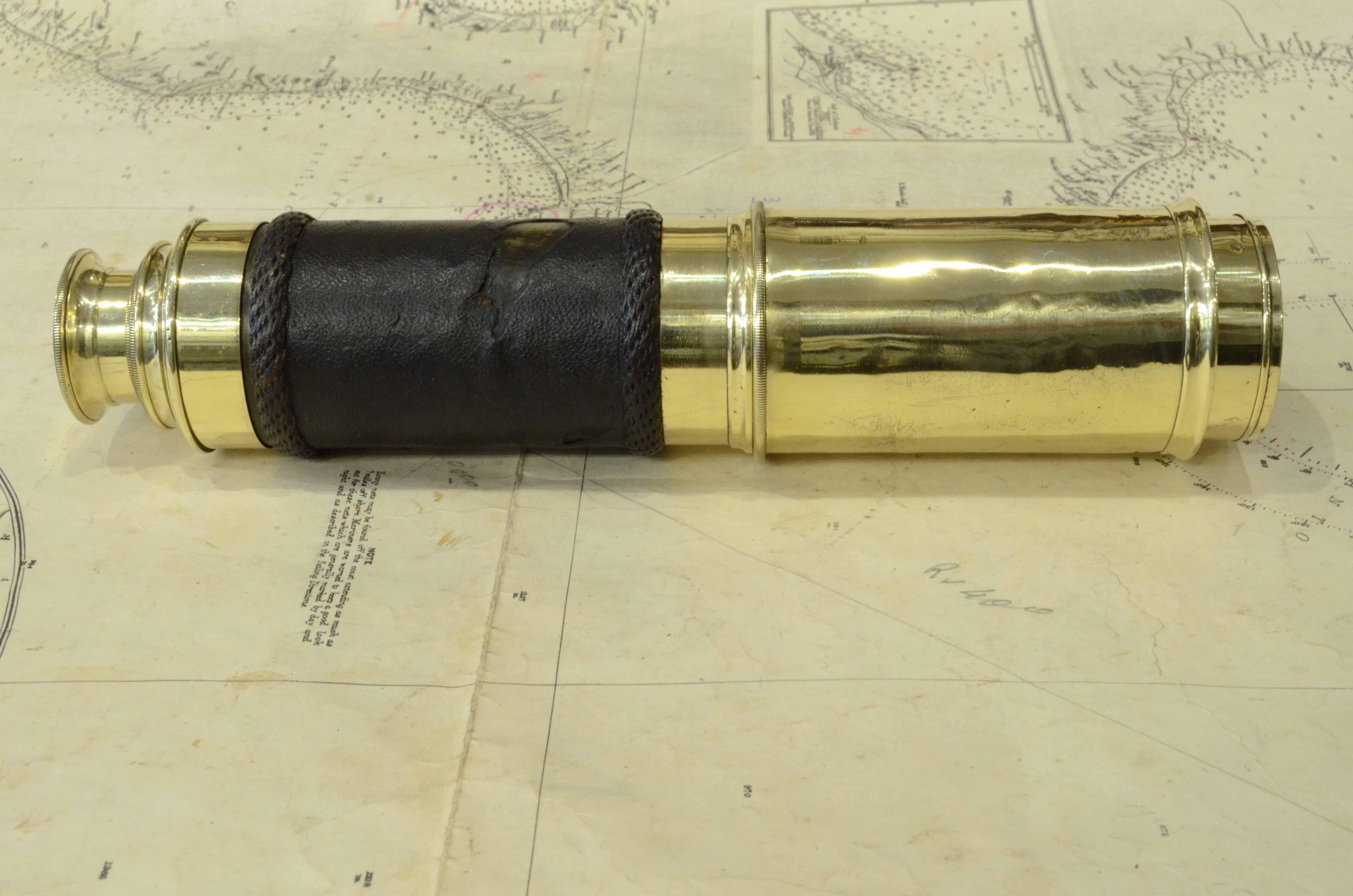 19th Century Brass 3 Draw Telescope Antique Nautical  Navigation Tool 11