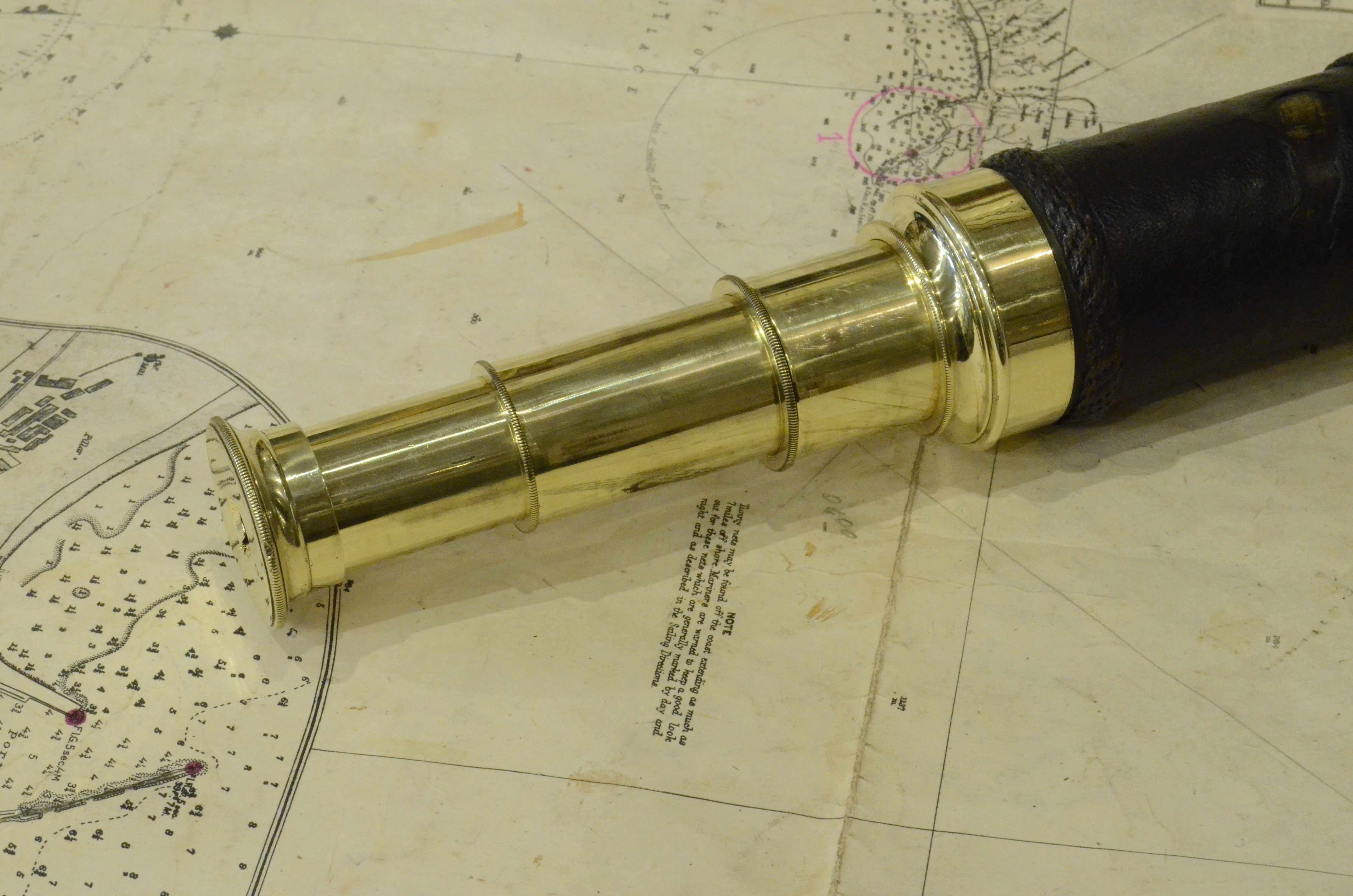 19th Century Brass 3 Draw Telescope Antique Nautical  Navigation Tool 2