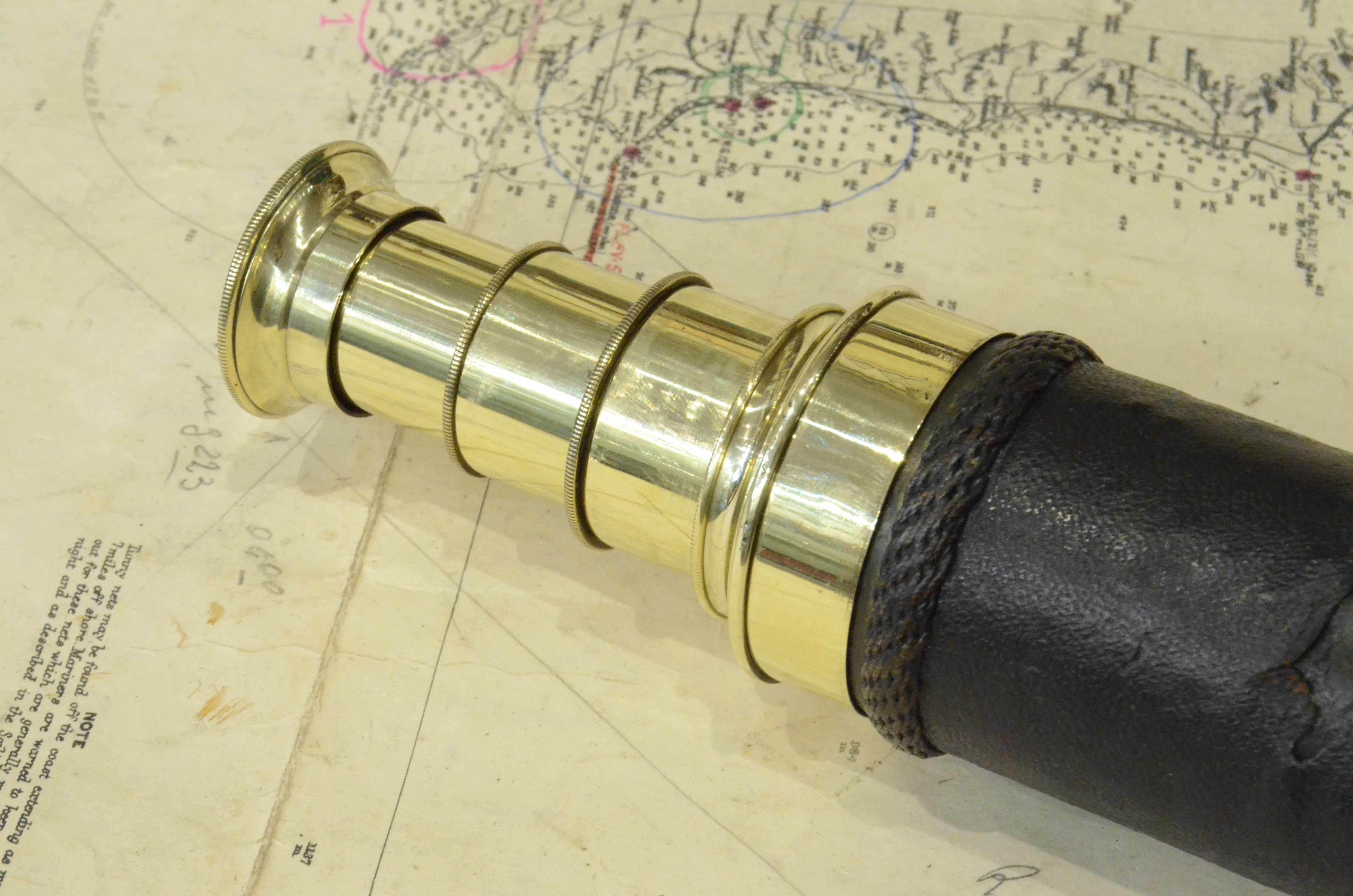 19th Century Brass 3 Draw Telescope Antique Nautical  Navigation Tool 3