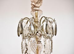 19th century brass and crystal Rococo style chandelier