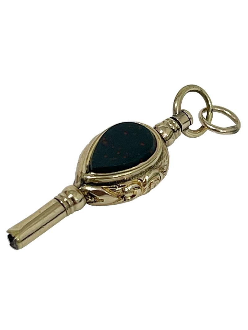 19th century Brass and Gold Watch-Key with Agate and Heliotrope Stones

19th century brass and gold Watch-Key with each side a different stone
A brass watch key , gold-plated with Agate stone and a heliotrope. A white Agate stone and the other side