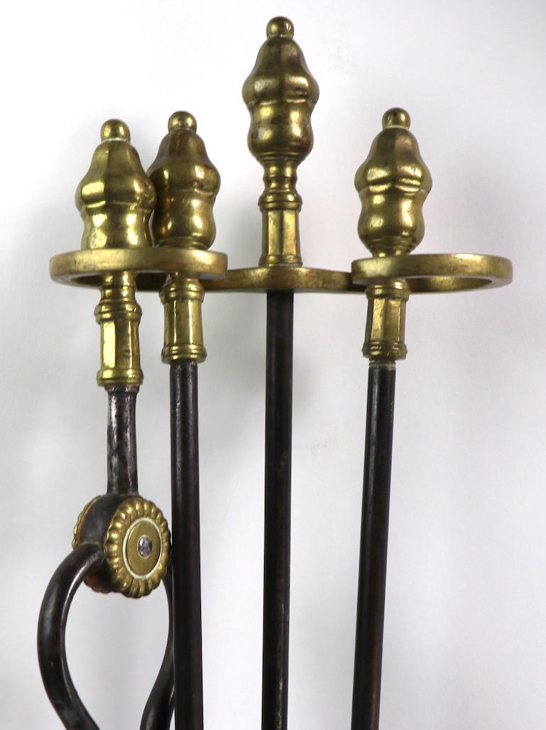 19th Century Brass and Iron Fireplace Tool Set 5