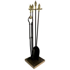 19th Century Brass and Iron Fireplace Tool Set