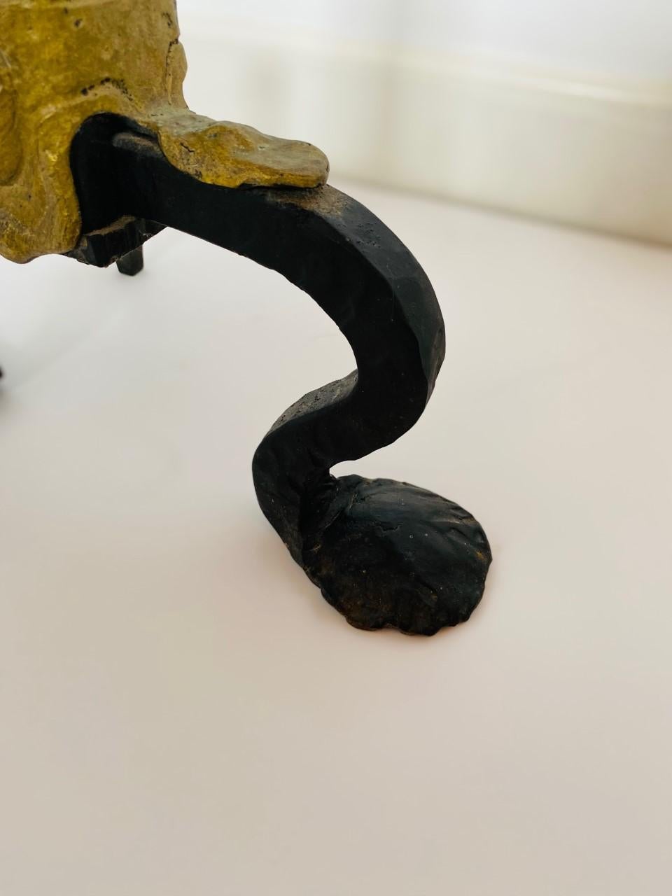 Androni a forma di leone in ottone e ferro del XIX secolo In condizioni buone in vendita a San Diego, CA