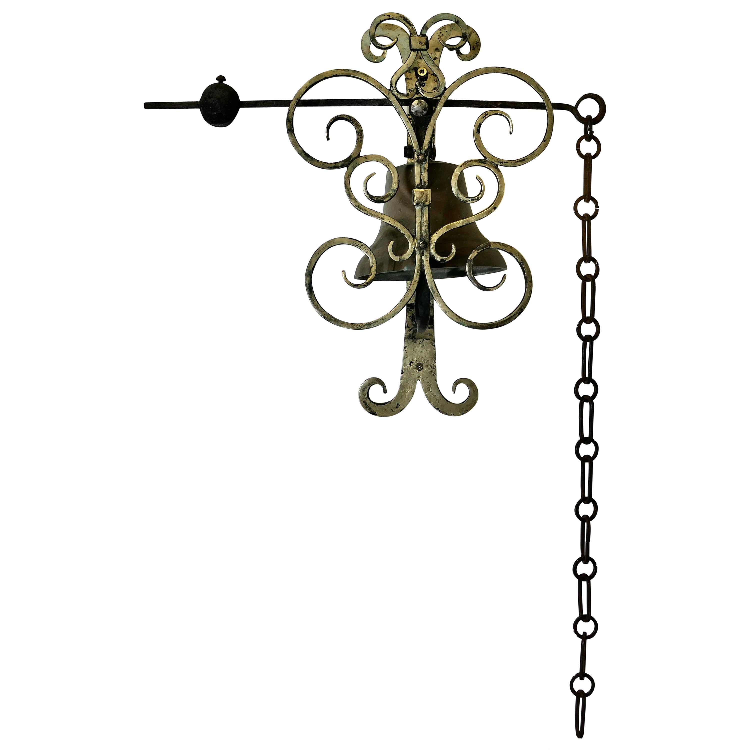 19th Century Brass and Iron Monastery Door Bell   This is a very unusual item