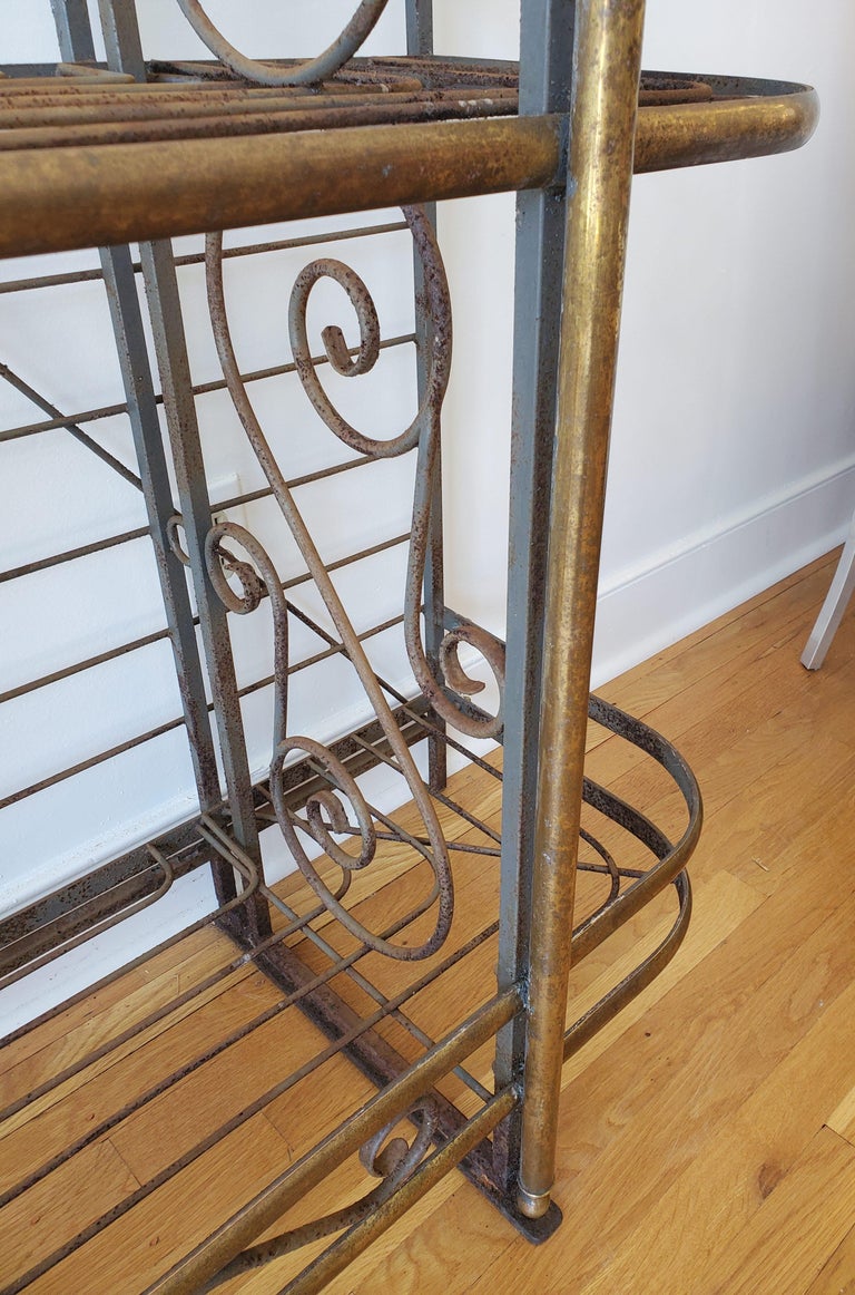 Late 19th Century Brass and Steel French Provincial Baker’s Rack For