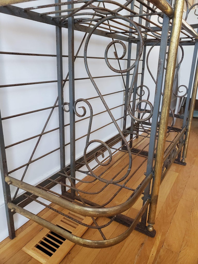 Late 19th Century Brass and Steel French Provincial Baker’s Rack For
