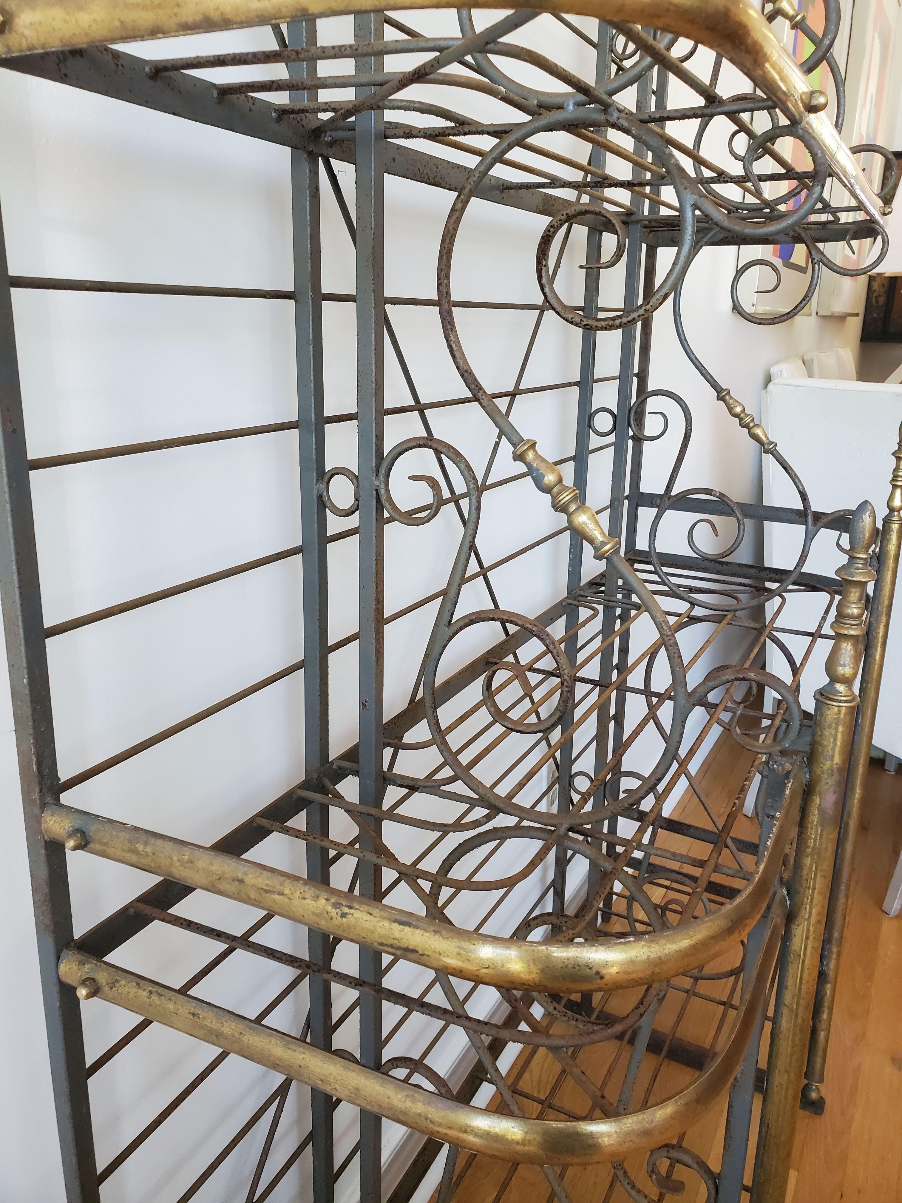 Late 19th Century Brass and Steel French Provincial Baker’s Rack In Good Condition For Sale In Middleburg, VA