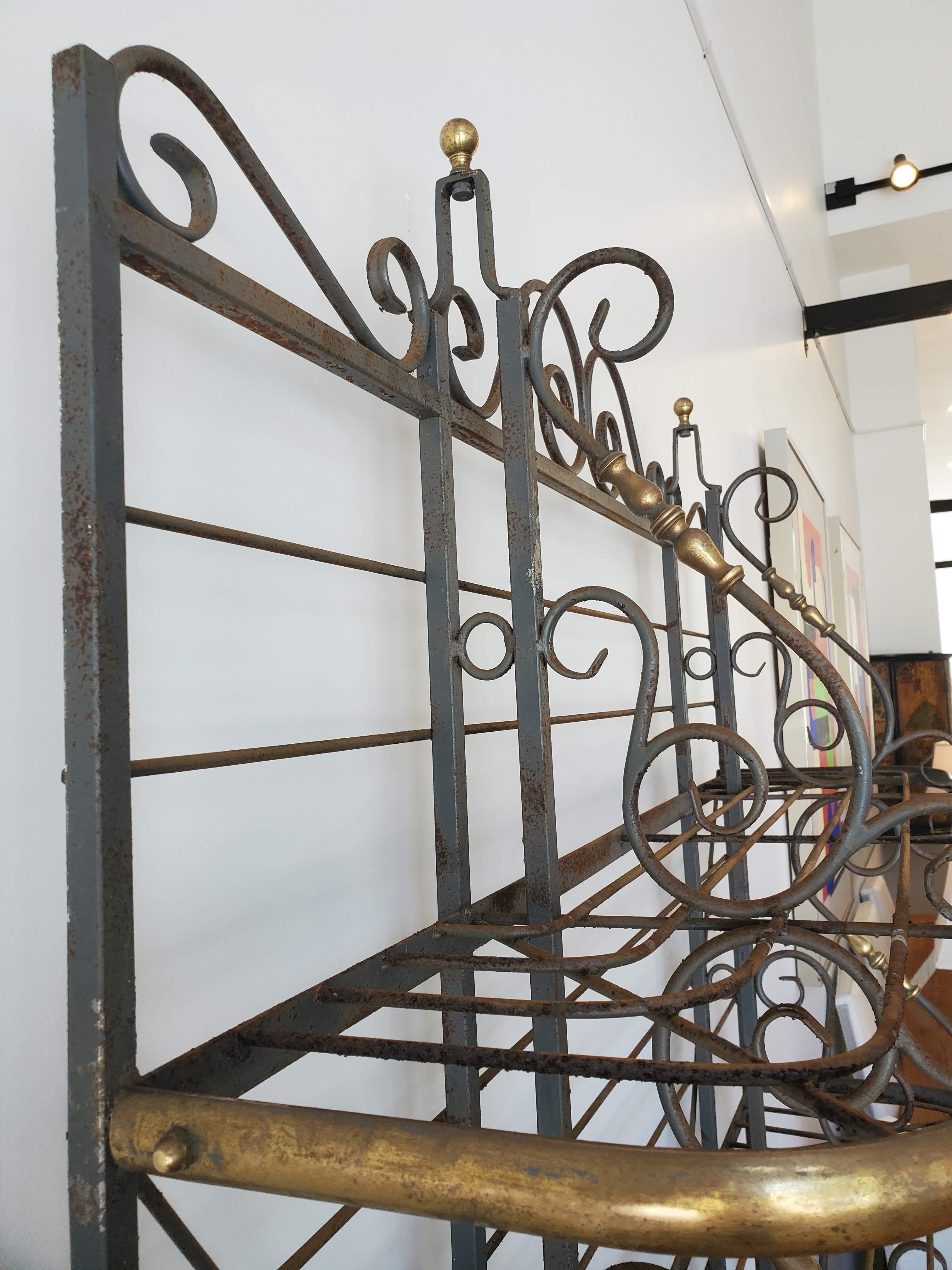 Late 19th Century Brass and Steel French Provincial Baker’s Rack For Sale 1