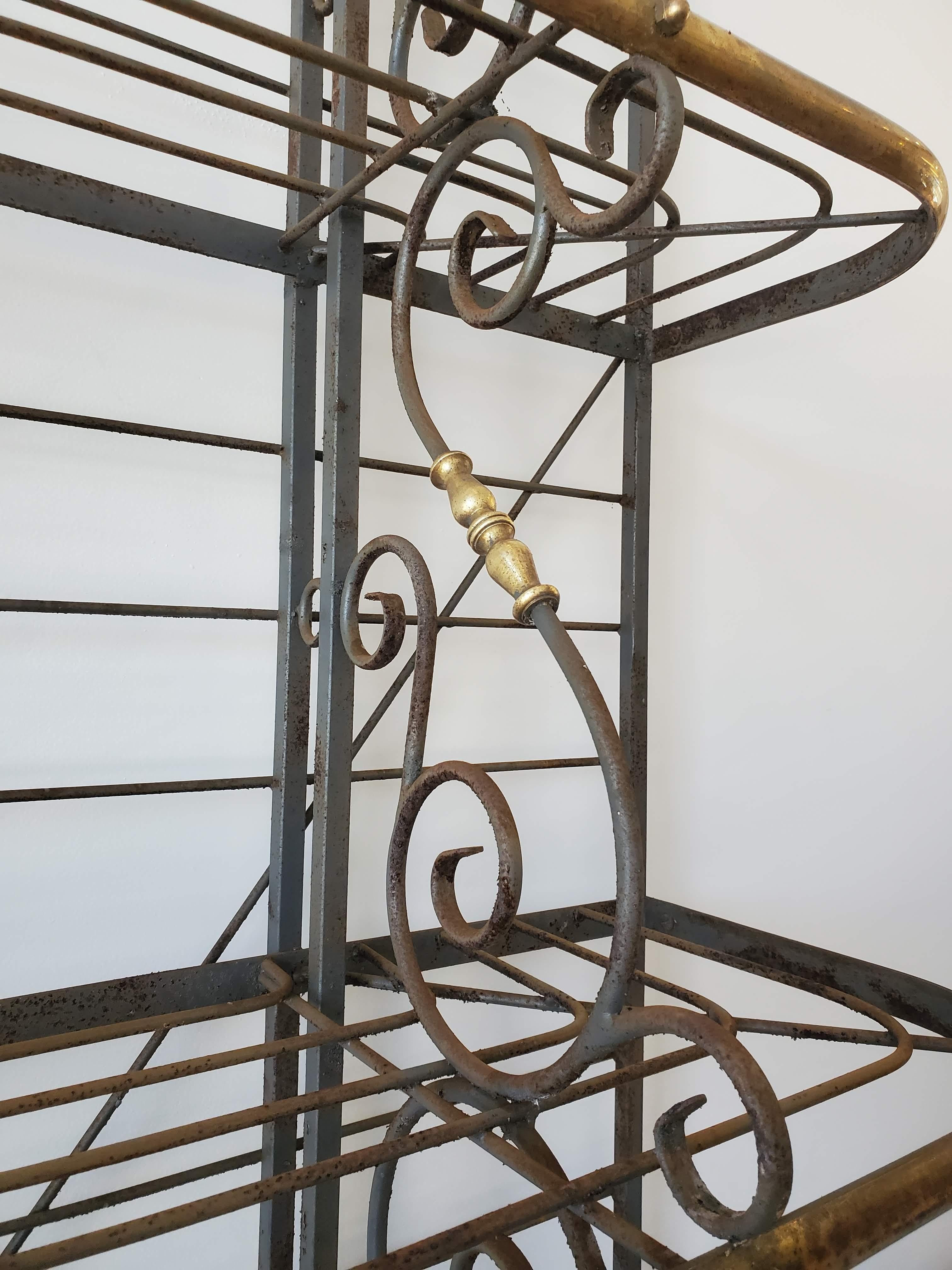 Late 19th Century Brass and Steel French Provincial Baker’s Rack For Sale 2