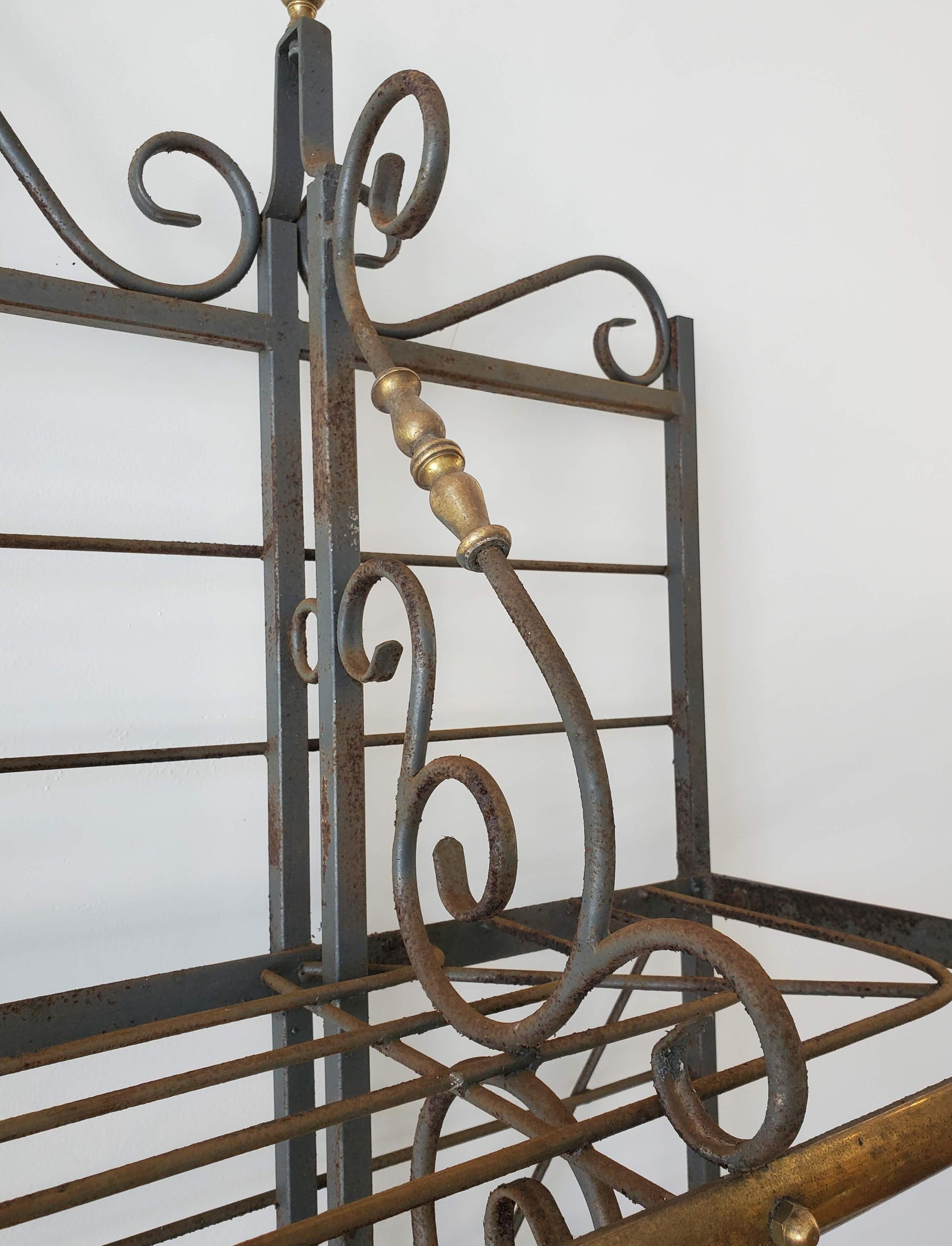 Late 19th Century Brass and Steel French Provincial Baker’s Rack For Sale 3