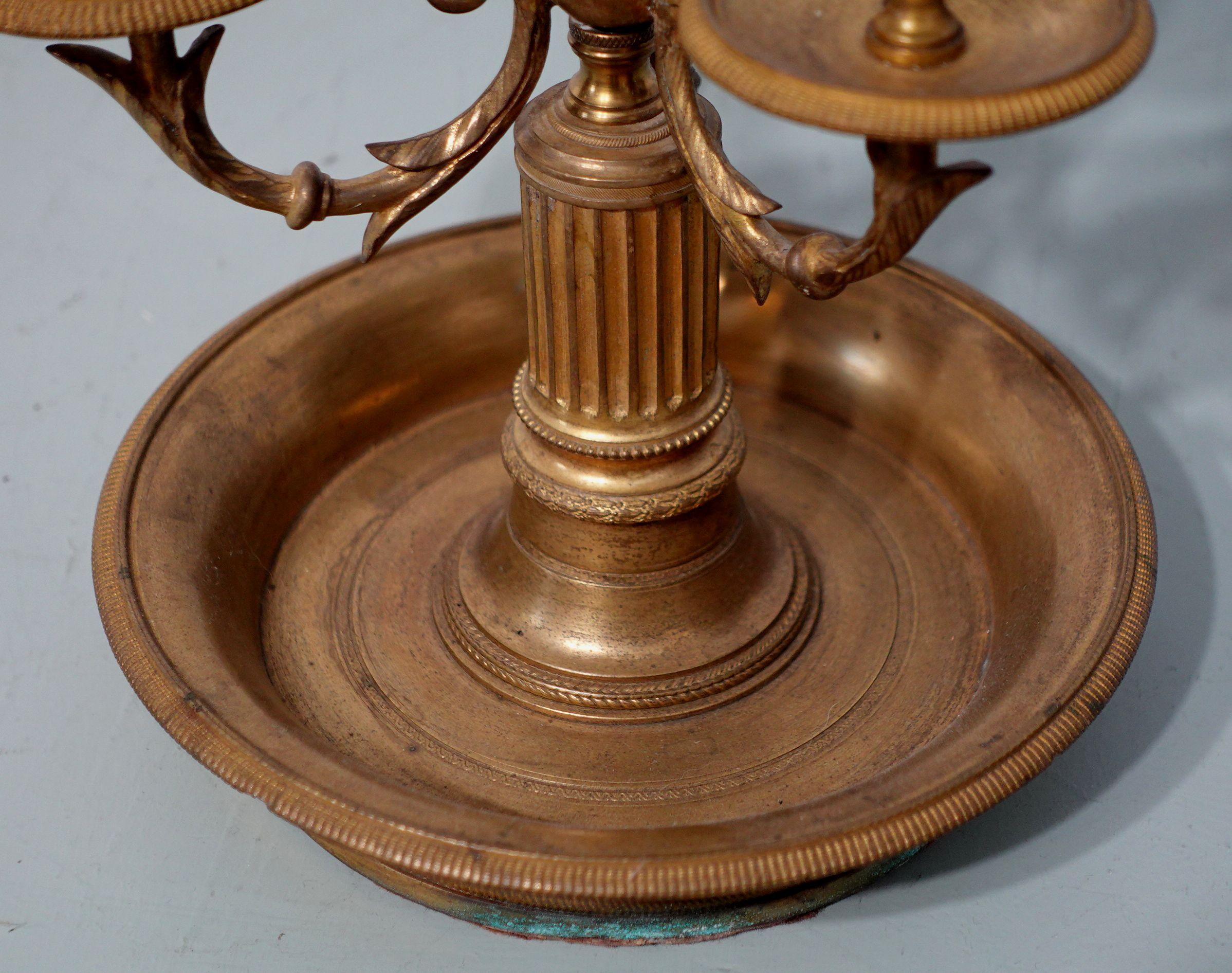 19th Century Brass and Tole Bouillotte Lamp and Candle Holders For Sale 5