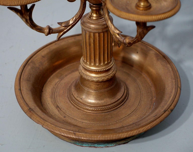 19th Century Brass and Tole Bouillotte Lamp and Candle Holders For Sale