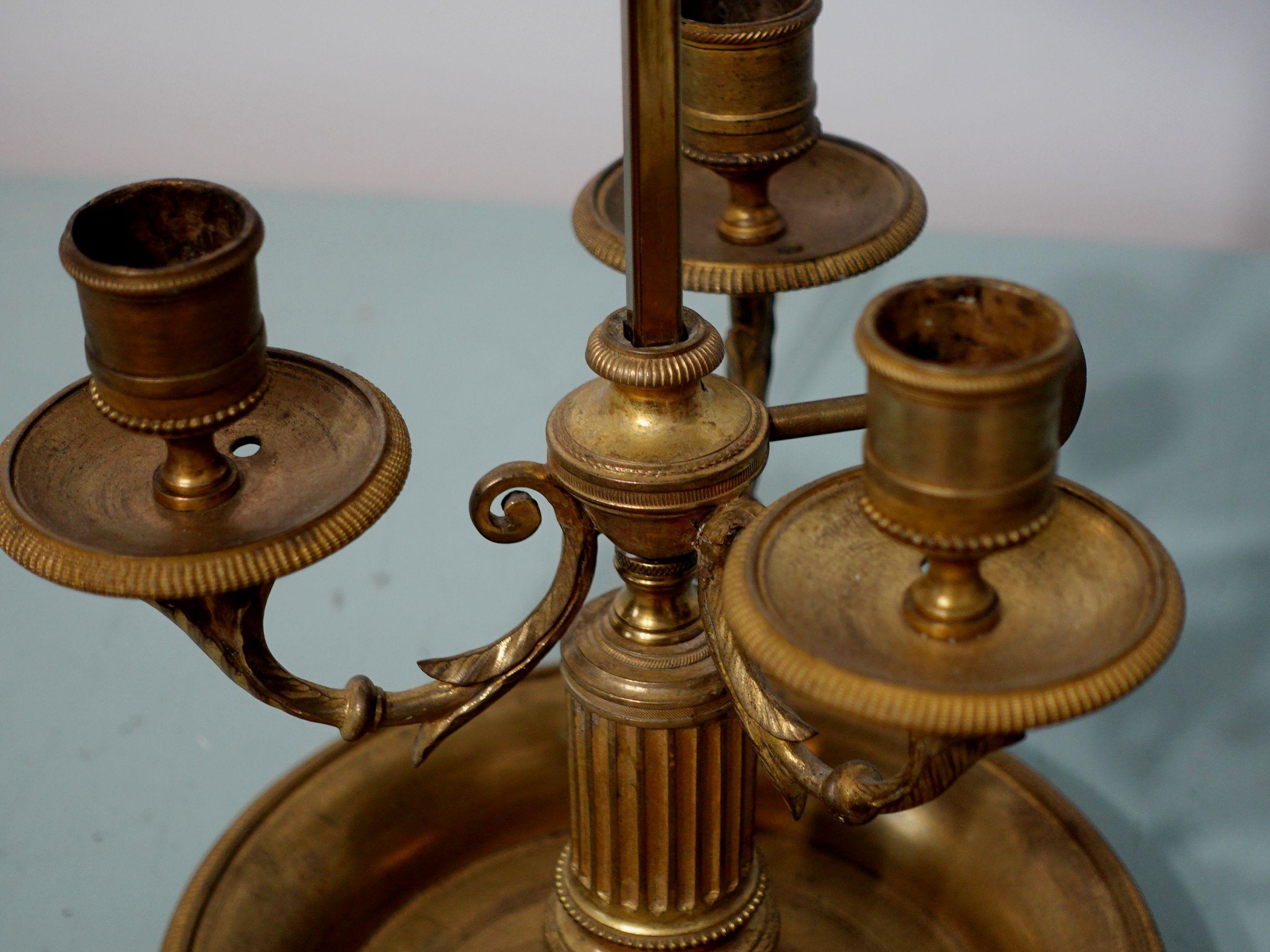 19th Century Brass and Tole Bouillotte Lamp and Candle Holders For Sale 6