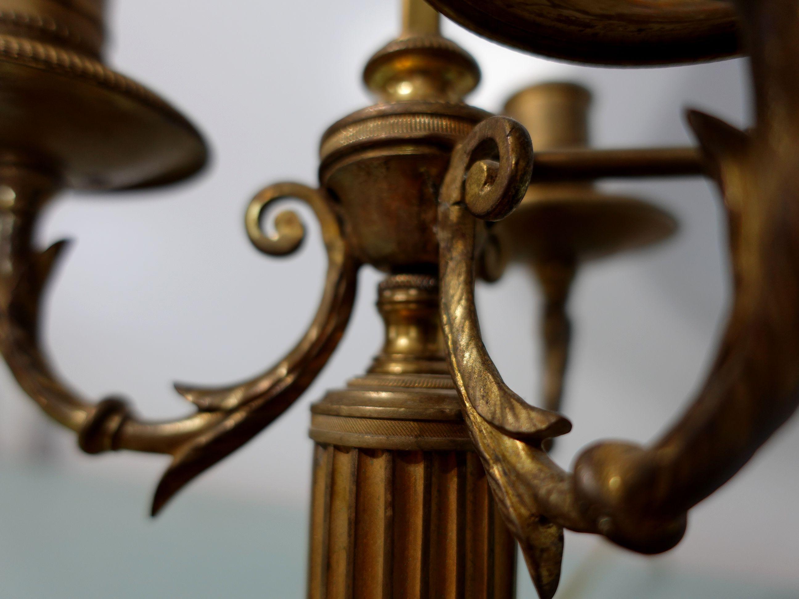 19th Century Brass and Tole Bouillotte Lamp and Candle Holders For Sale 8