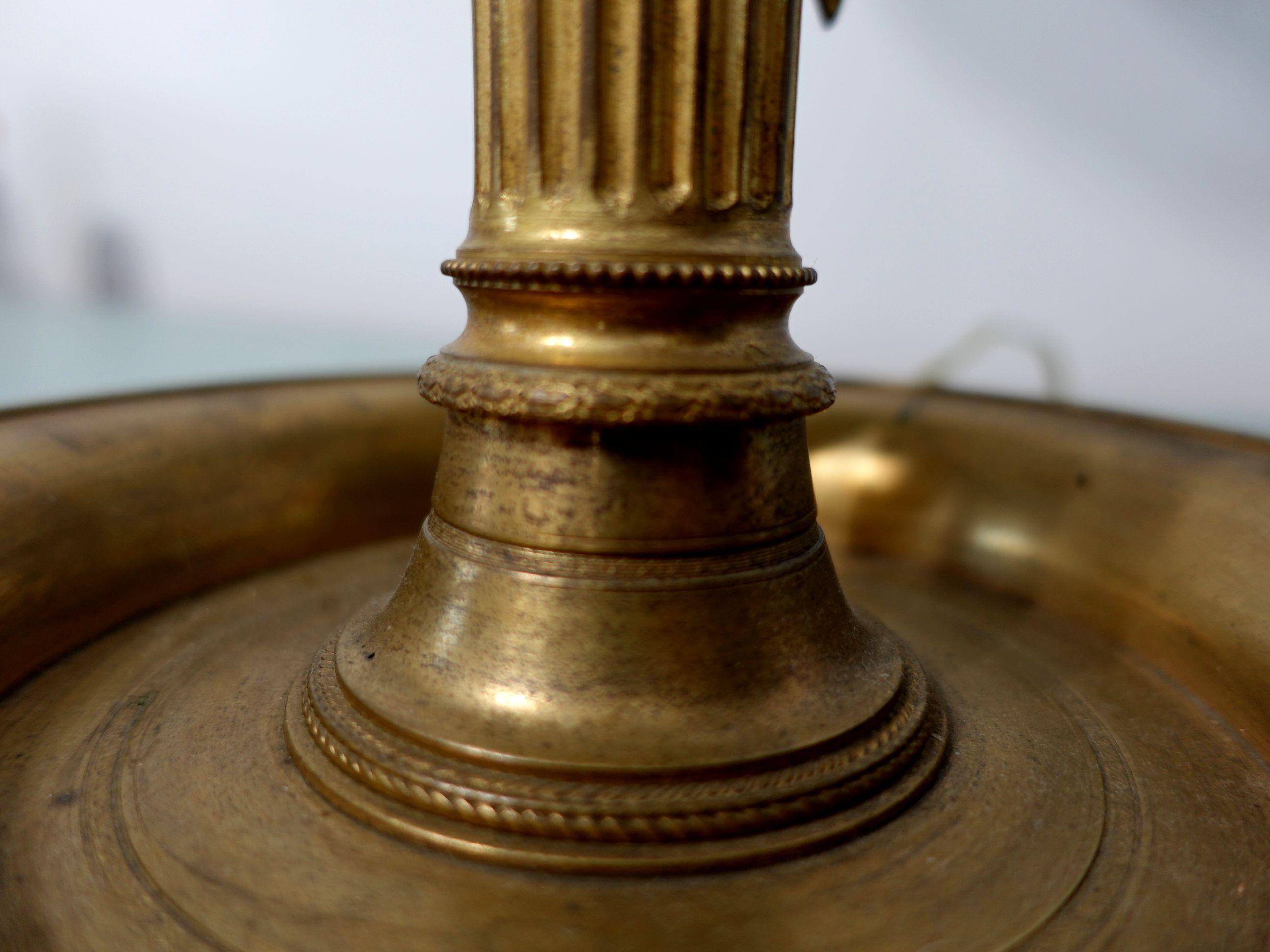 19th Century Brass and Tole Bouillotte Lamp and Candle Holders For Sale 9