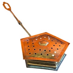19th Century Brass Bed Warmer with Pierced Warming Chamber