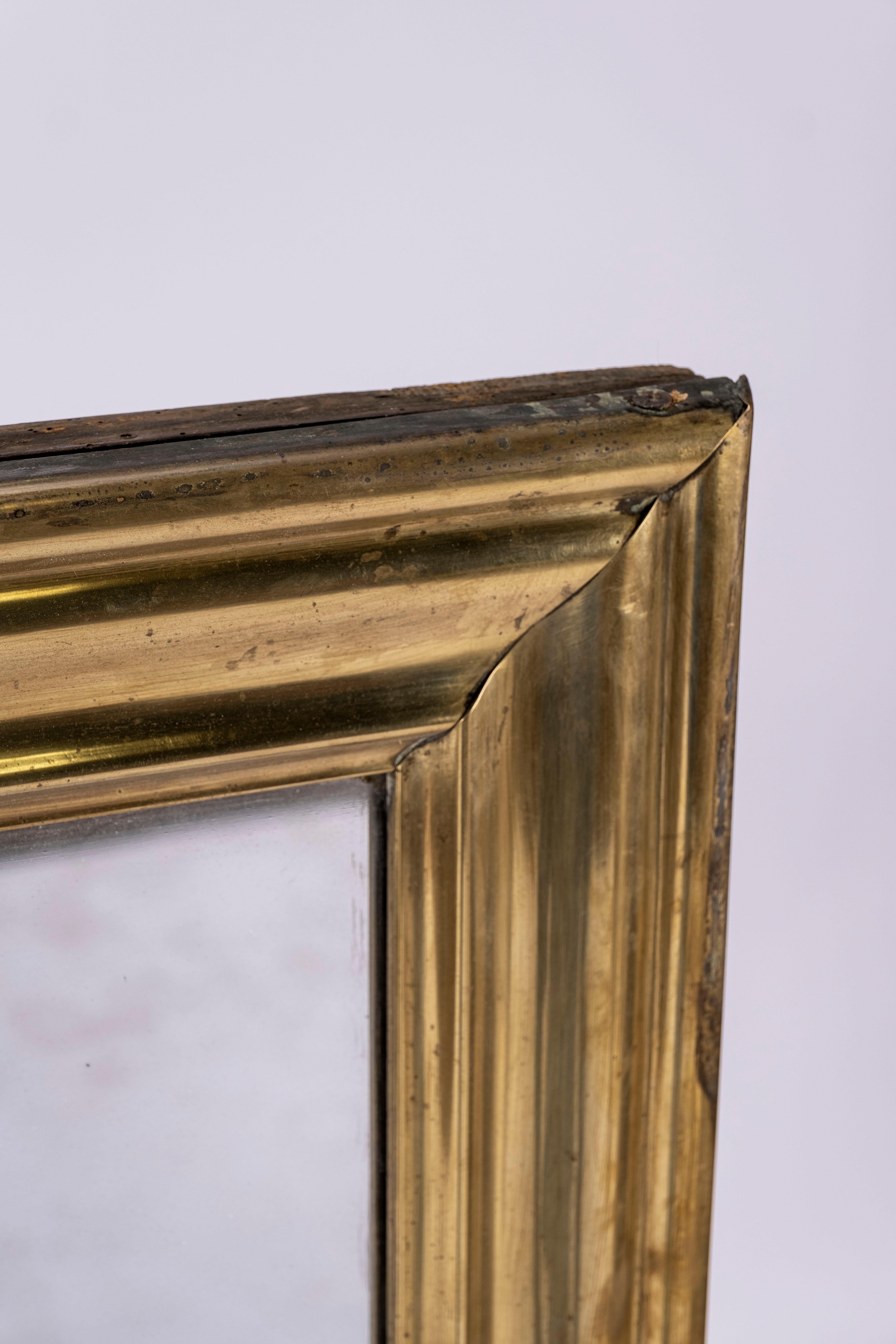 French 19th Century Brass Bistro Mirror For Sale